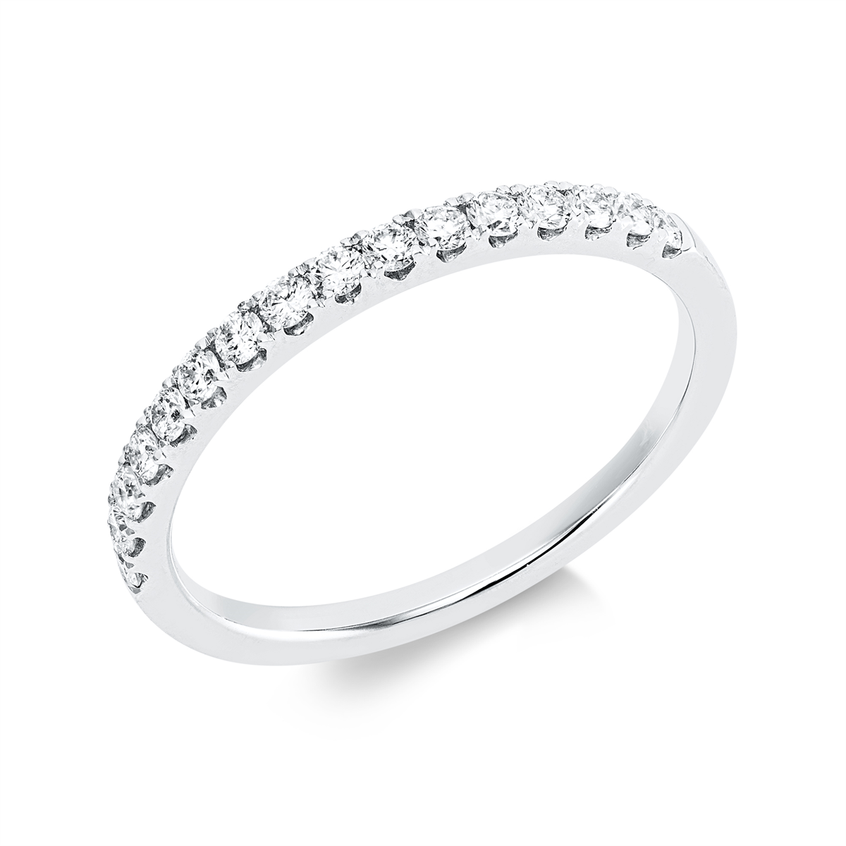 diamond full cut  eternity half ring in white gold