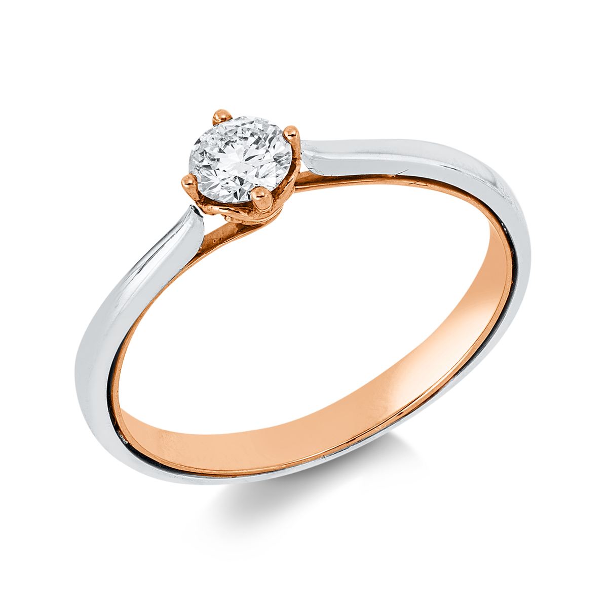 diamond full cut  solitaire ring in whitegold / rosegold
