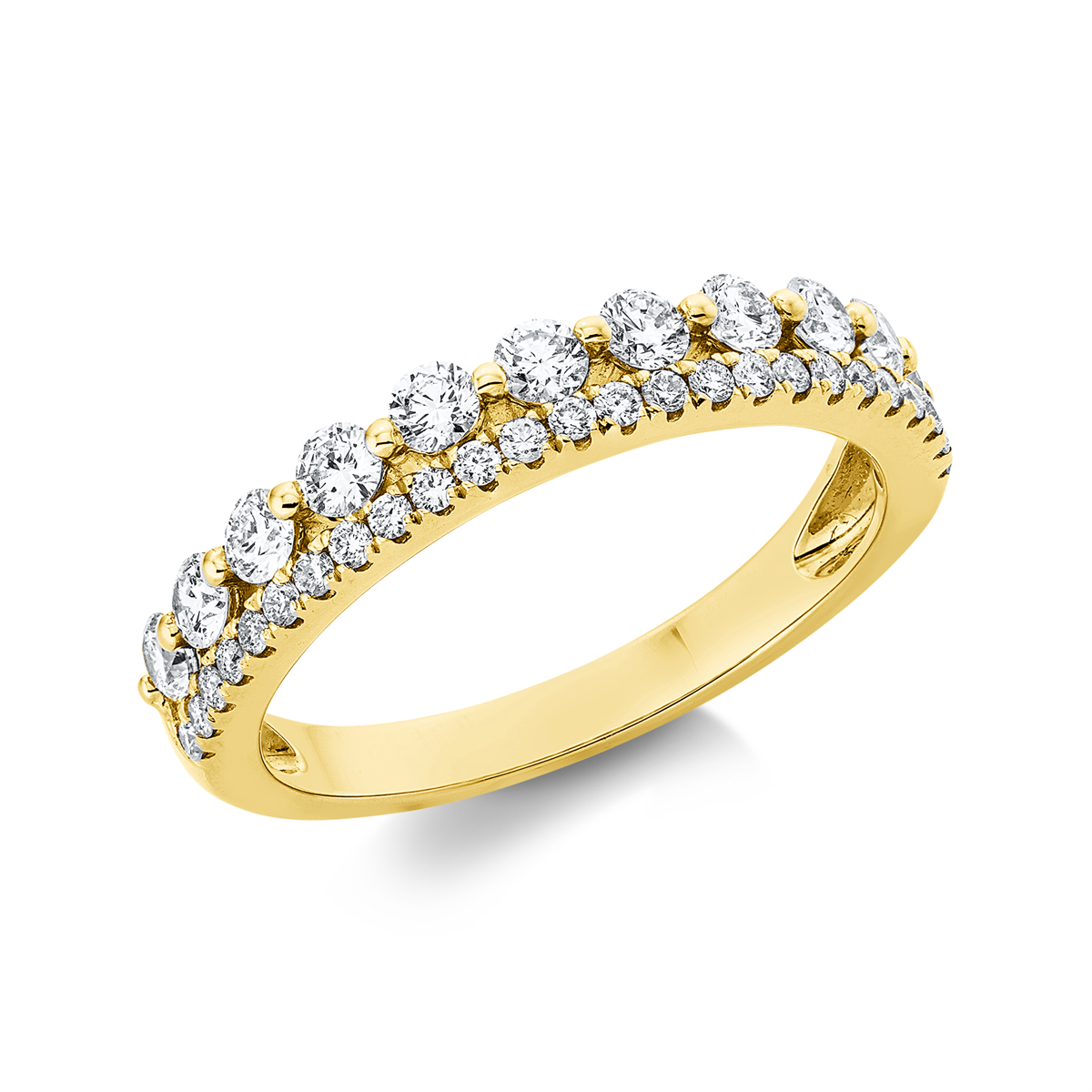 diamond full cut  modern woman ring in yellow gold