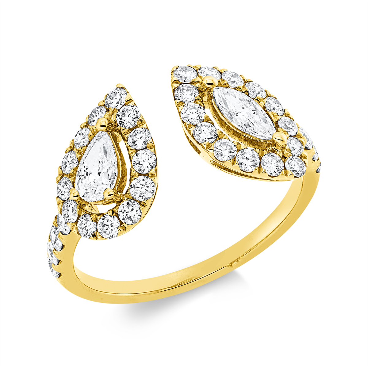 diamond full cut  modern woman ring in yellow gold
