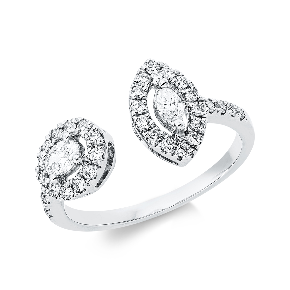 diamond full cut  modern woman ring in white gold
