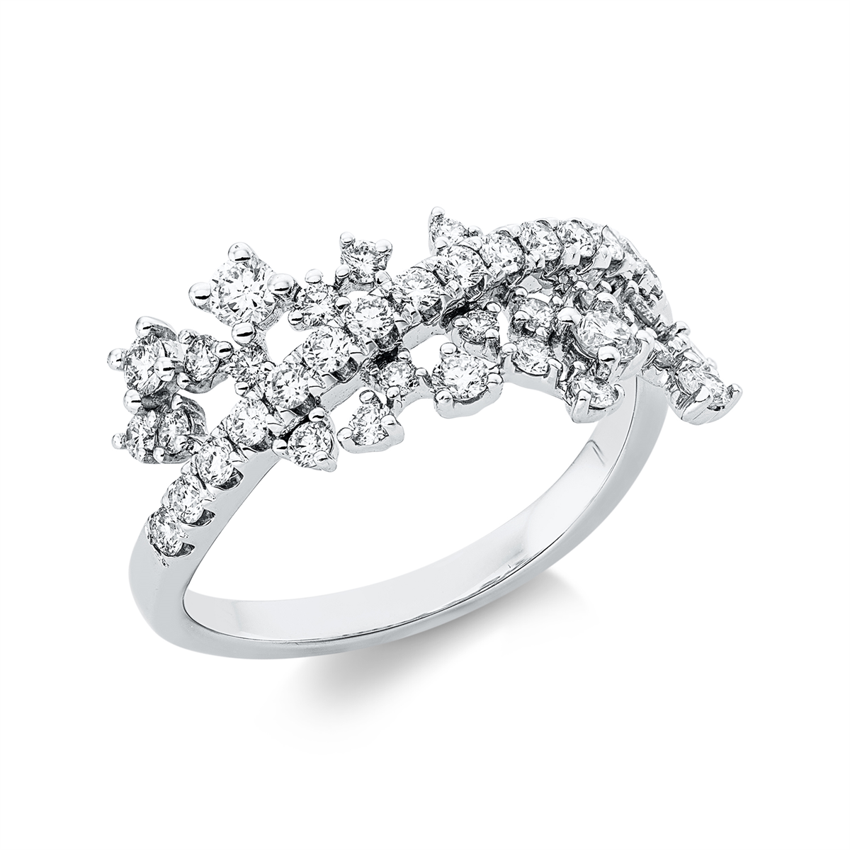 diamond full cut  modern woman ring in white gold