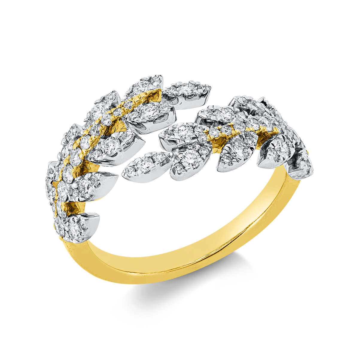 diamond full cut  modern woman ring in yellow gold / white gold