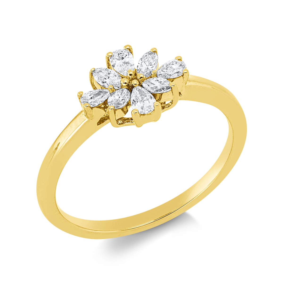 pear shape  modern woman ring in yellow gold