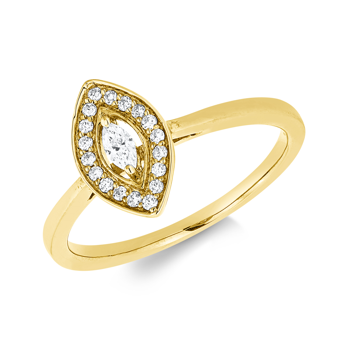 diamond full cut  illusion classic ring in yellow gold