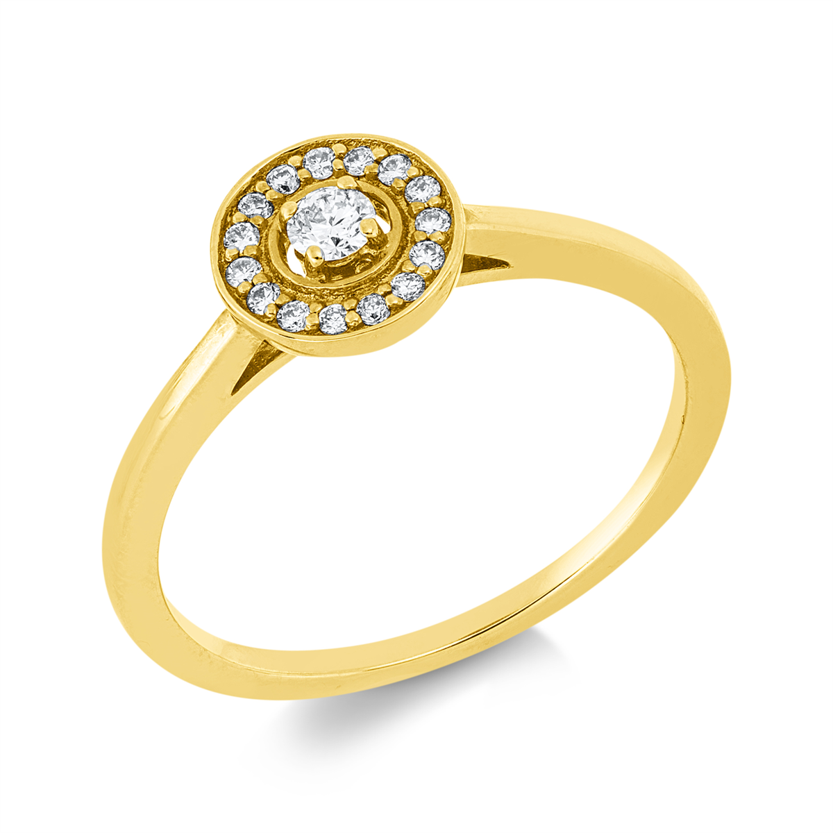 diamond full cut  illusion classic ring in yellow gold