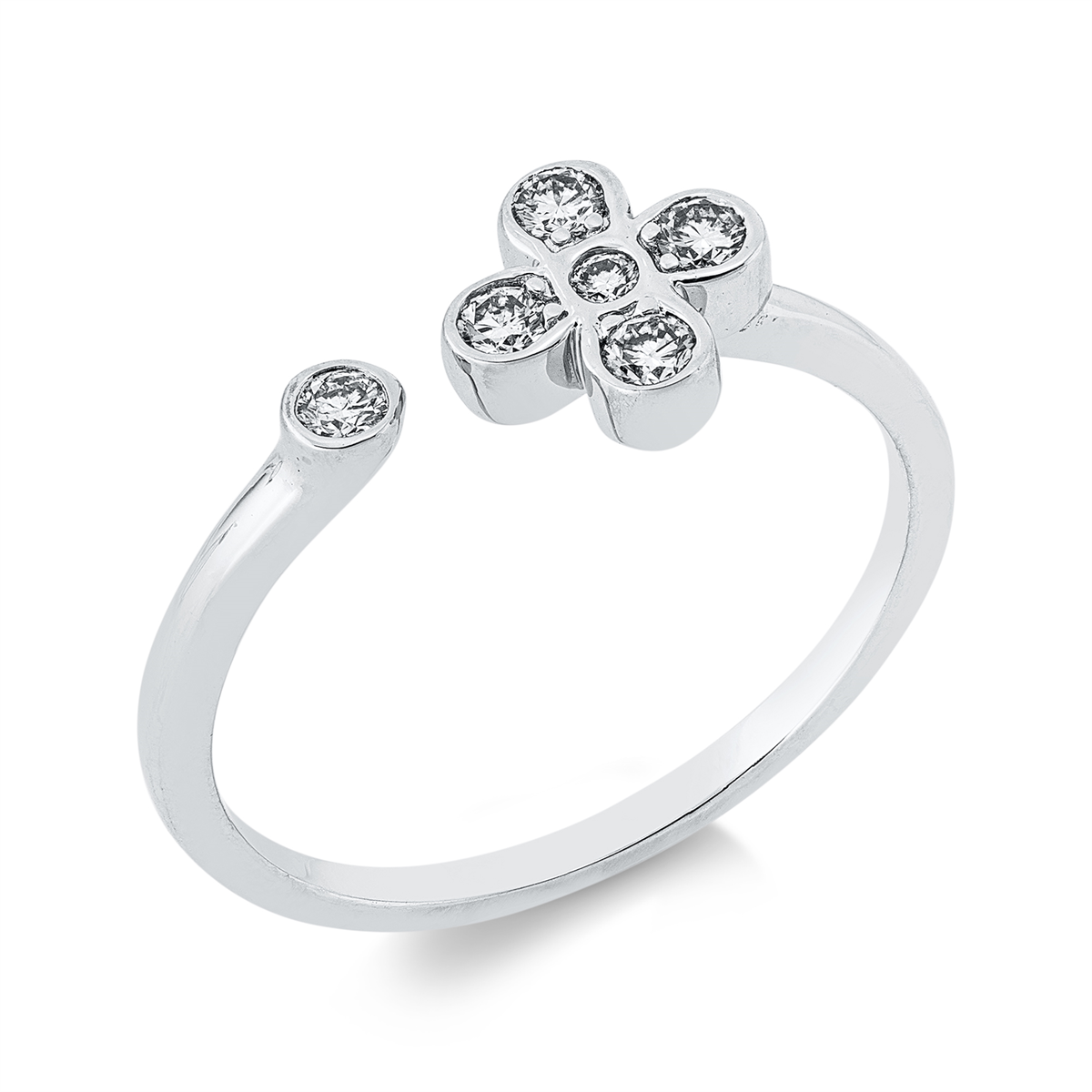 diamond full cut  modern woman ring in white gold