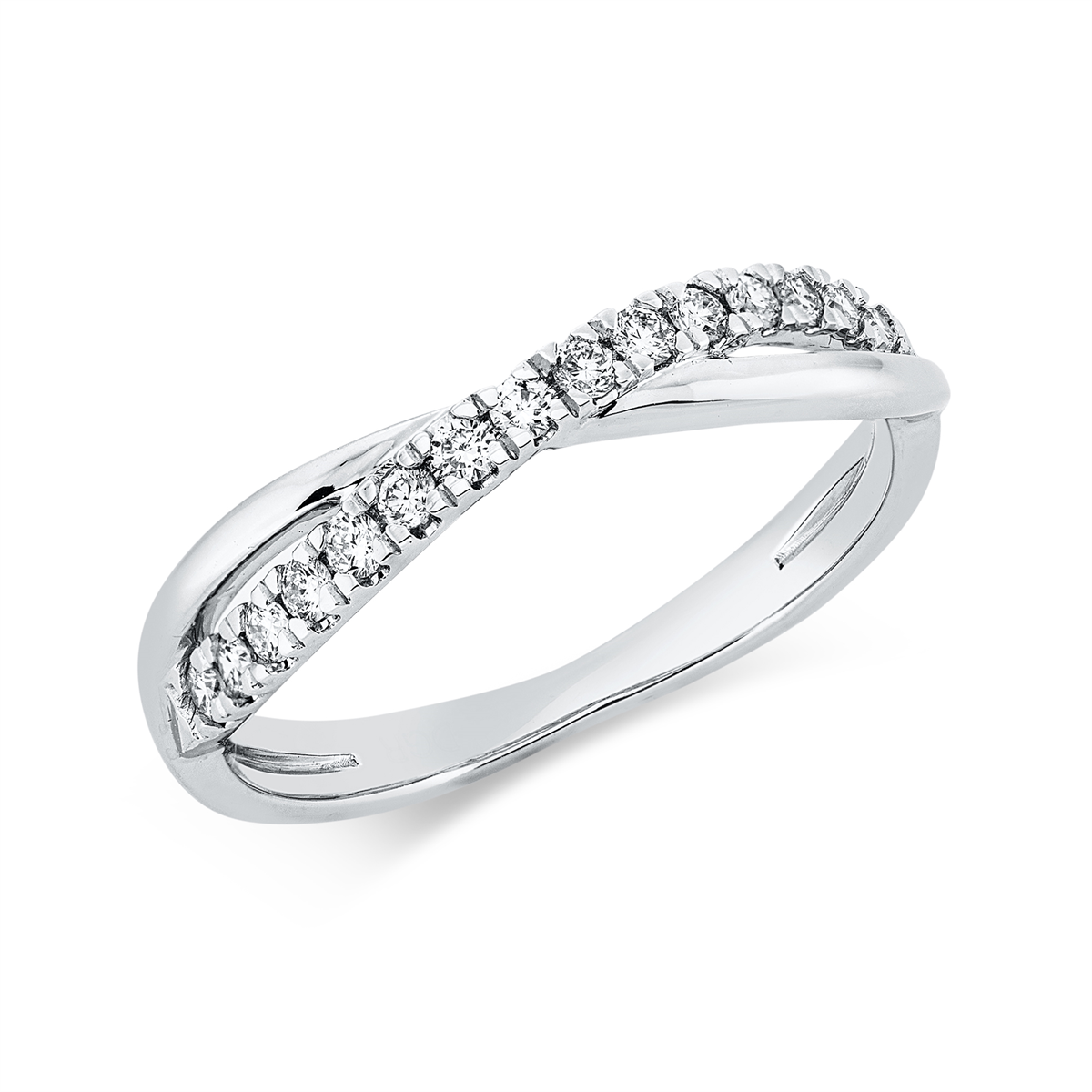 diamond full cut  modern woman ring in white gold