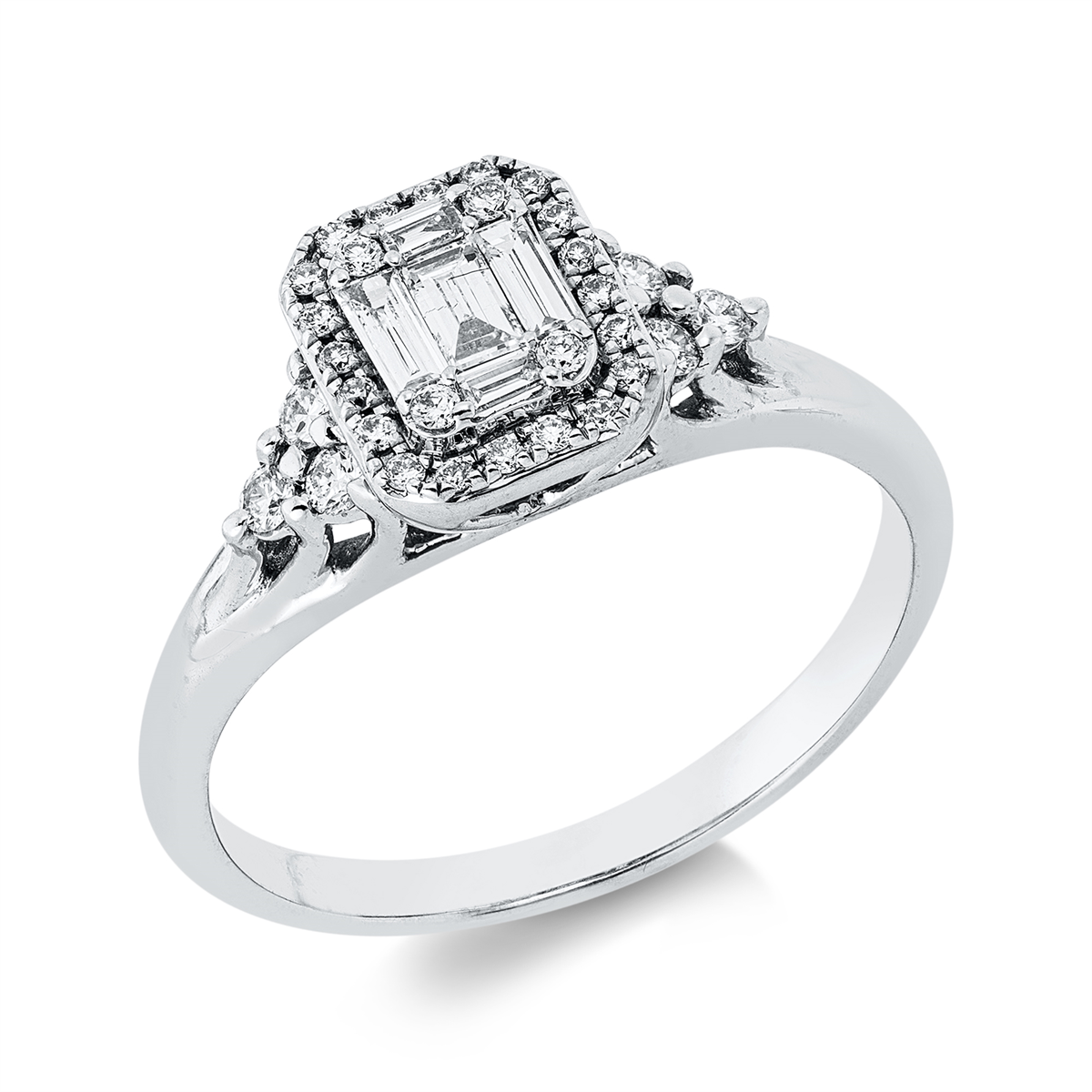 baguette  baguette illusion ring in white gold