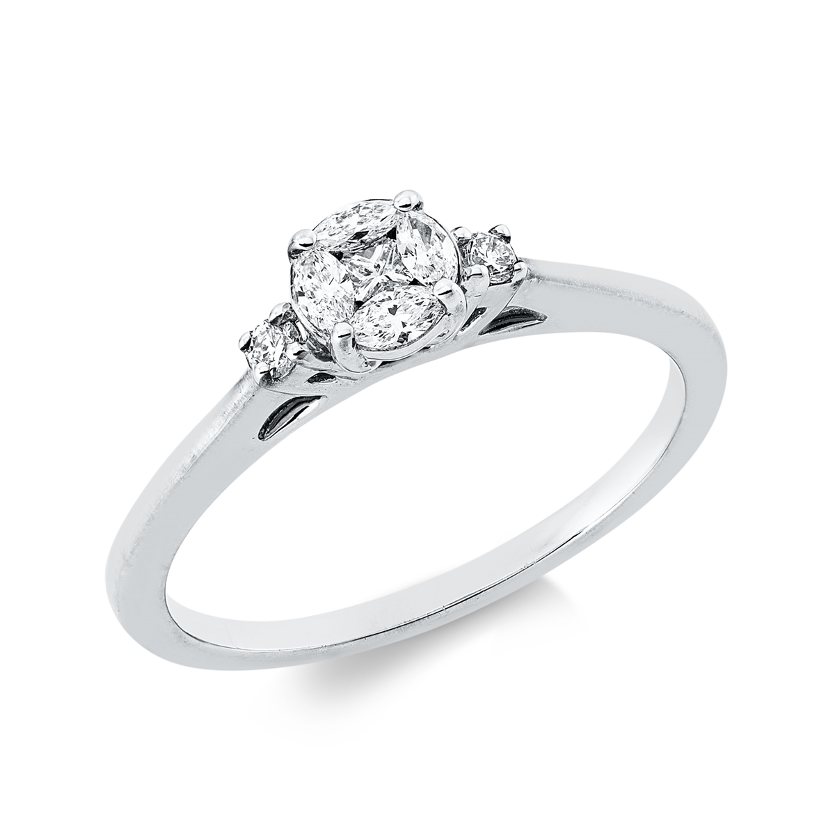 diamond full cut  illusion classic ring in white gold