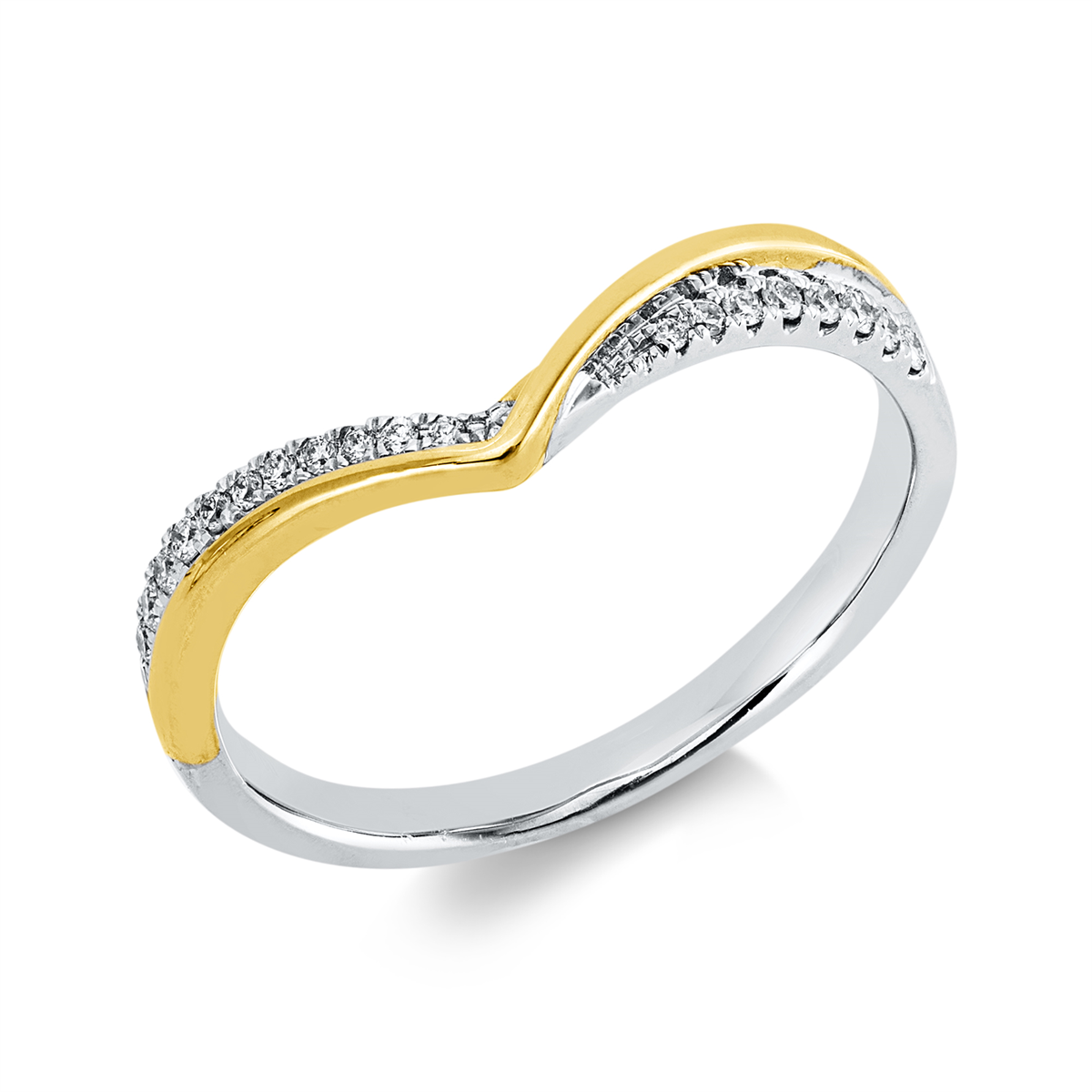 diamond full cut  modern woman ring in whitegold / rosegold