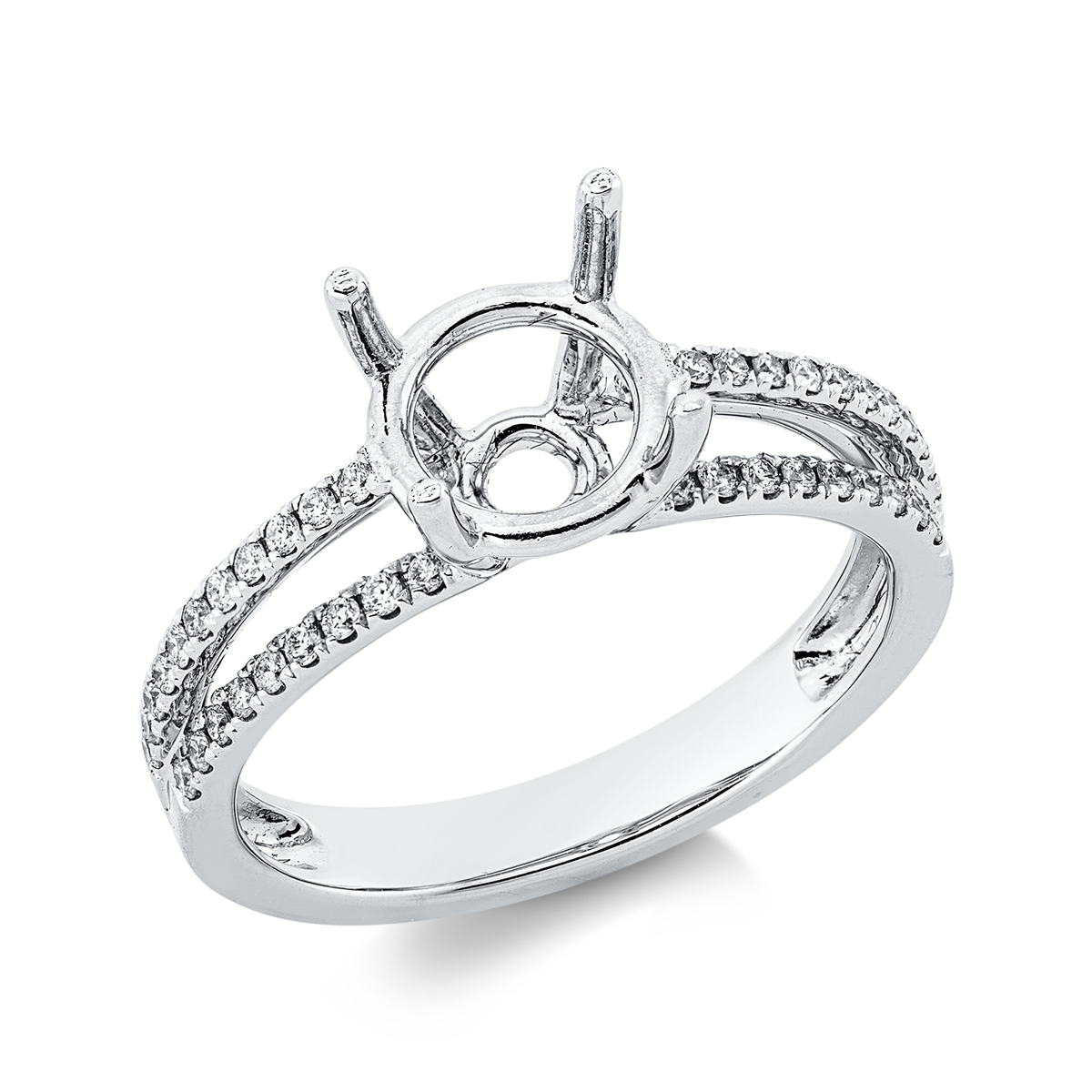 diamond full cut  baguette illusion ring in white gold