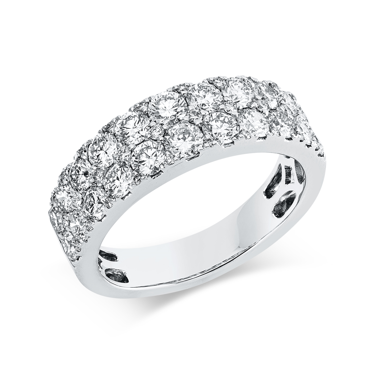 diamond full cut  eternity half ring in white gold