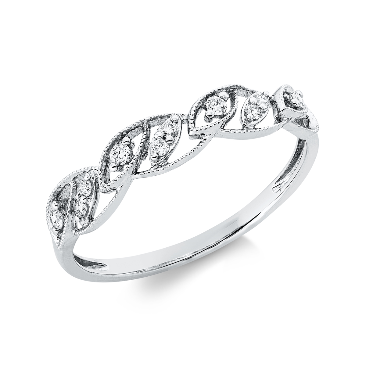 diamond full cut  modern woman ring in white gold