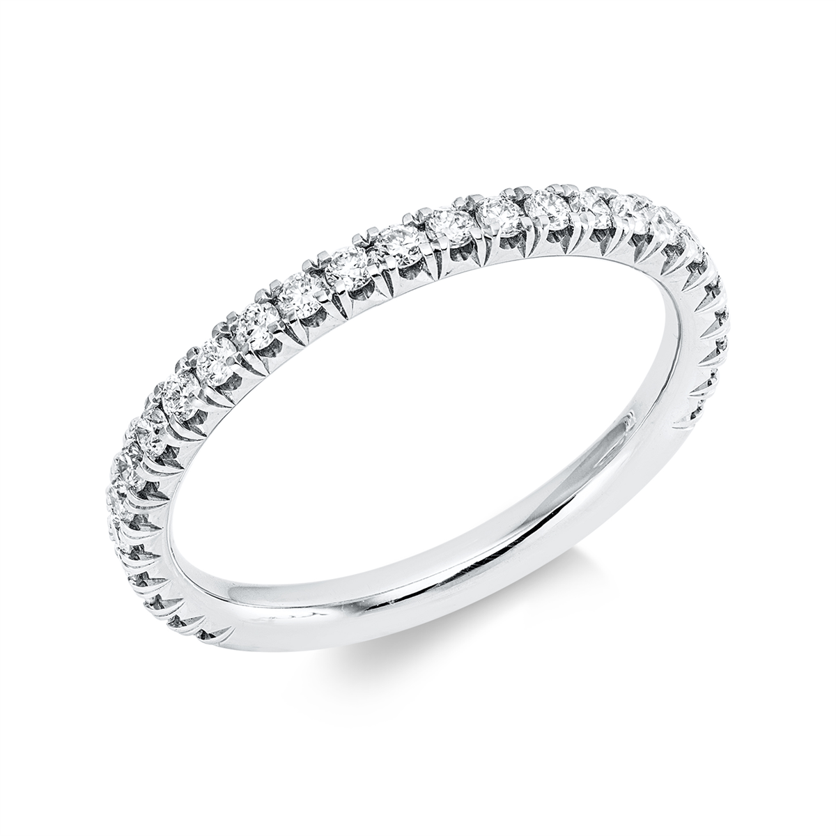 diamond full cut  eternity half ring in white gold
