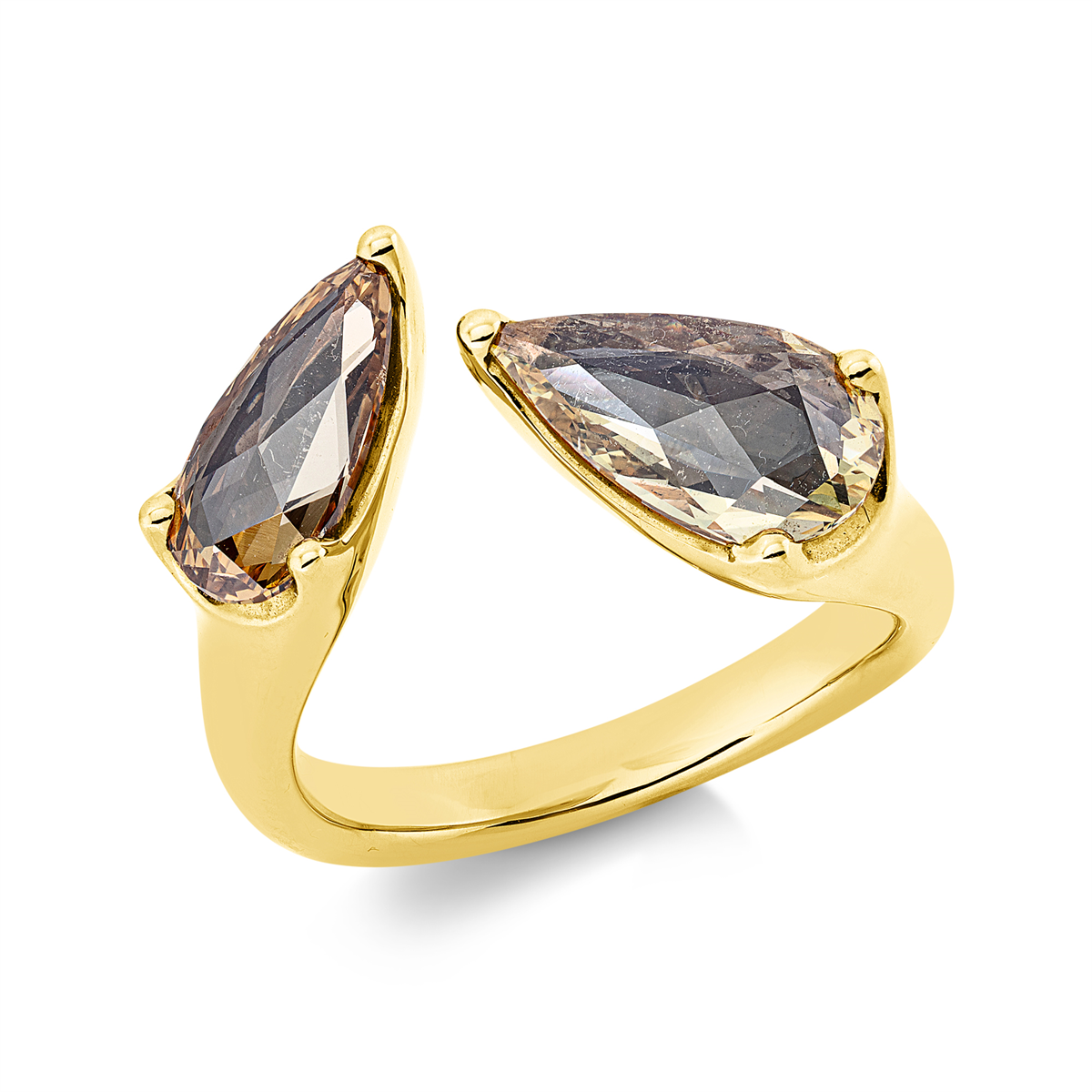 fantasy-cut  fancy colored diamond ring in red gold