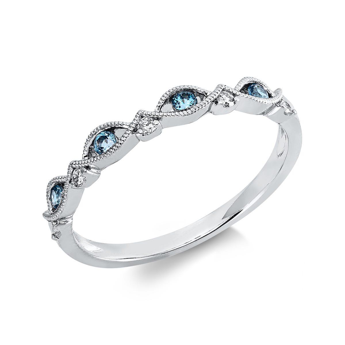 diamond full cut topaz colored stone fashion ring in white gold