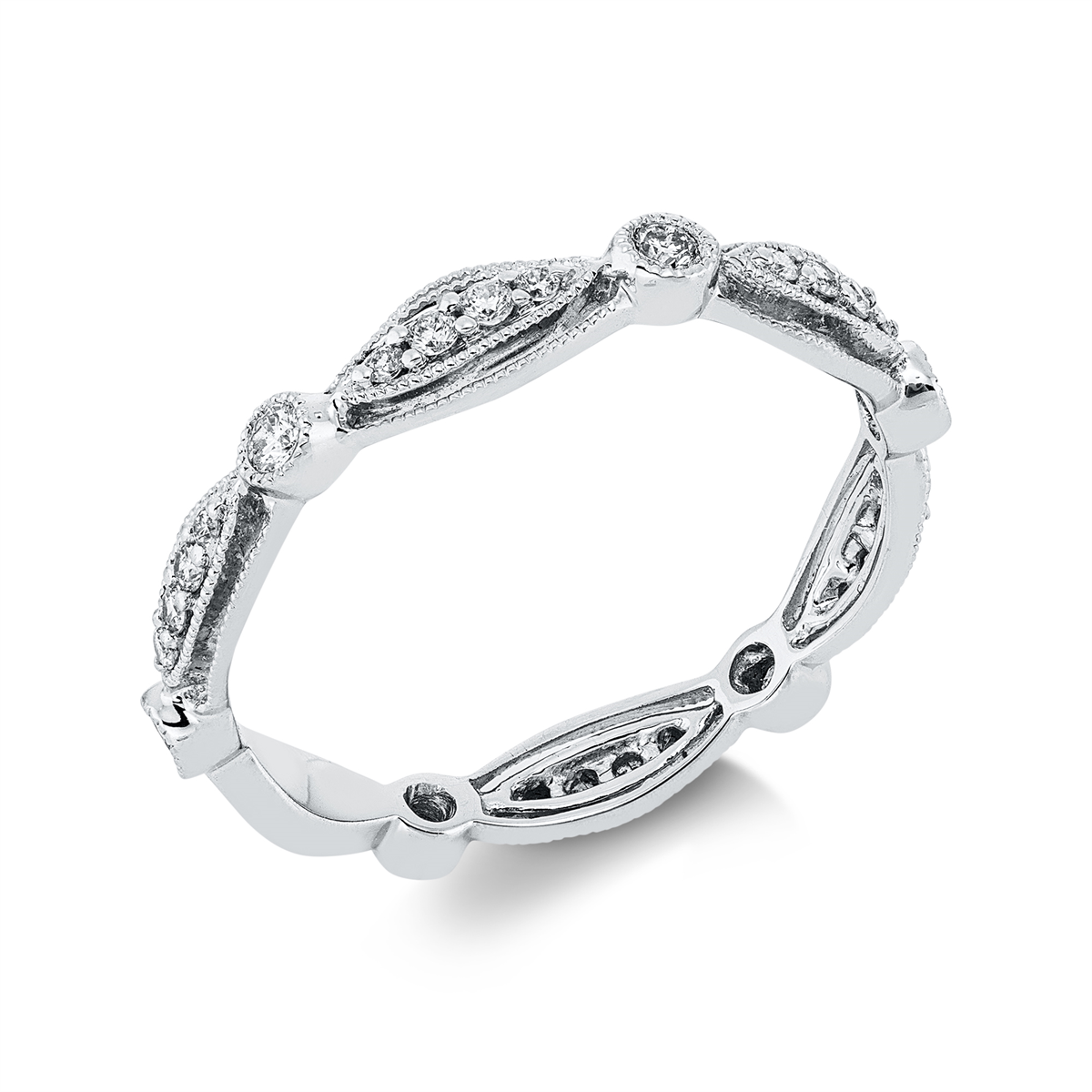 diamond full cut  modern woman ring in white gold