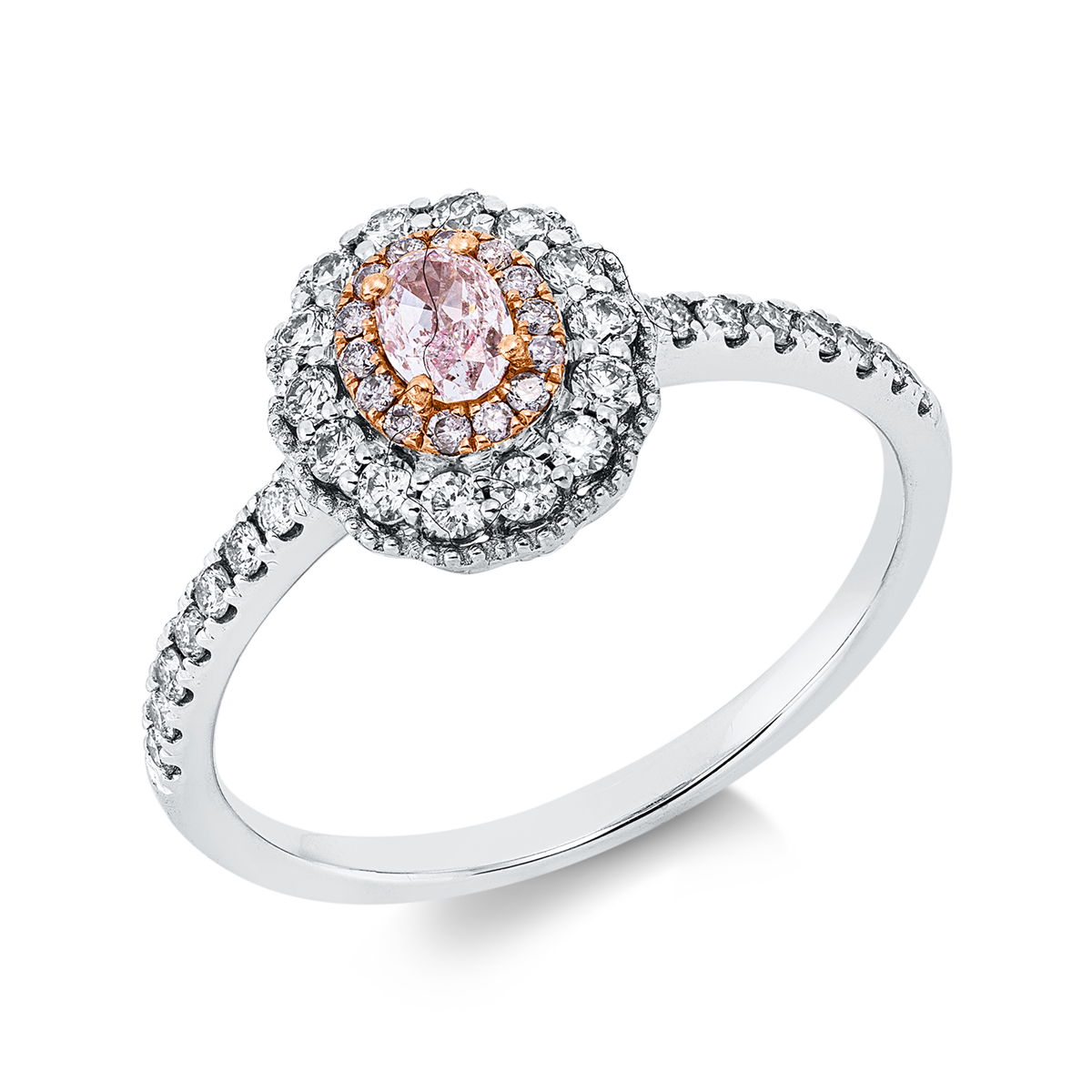 diamond full cut  fancy colored diamond ring in whitegold / rosegold