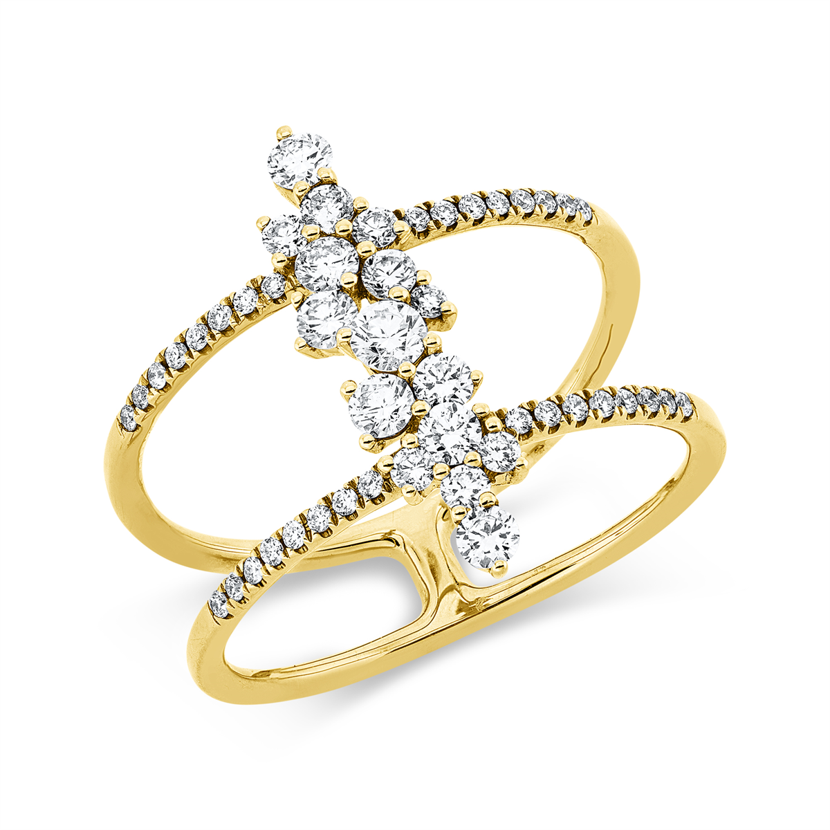 diamond full cut  modern woman ring in yellow gold