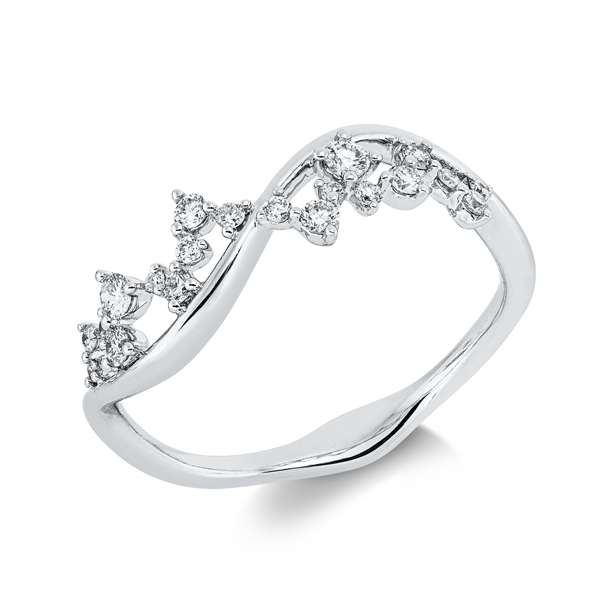 diamond full cut  modern woman ring in white gold