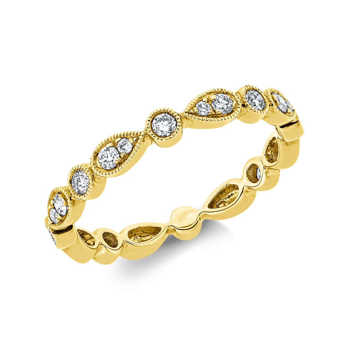 diamond full cut  modern woman ring in yellow gold