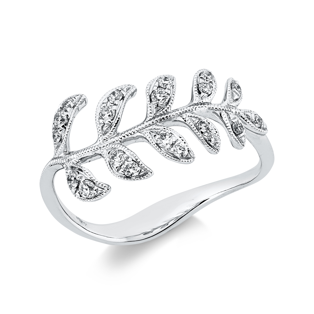 diamond full cut  modern woman ring in white gold