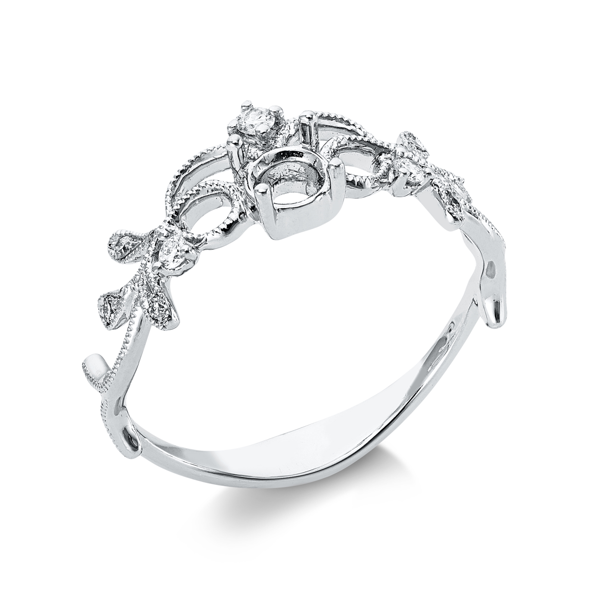 diamond full cut  modern woman ring in white gold