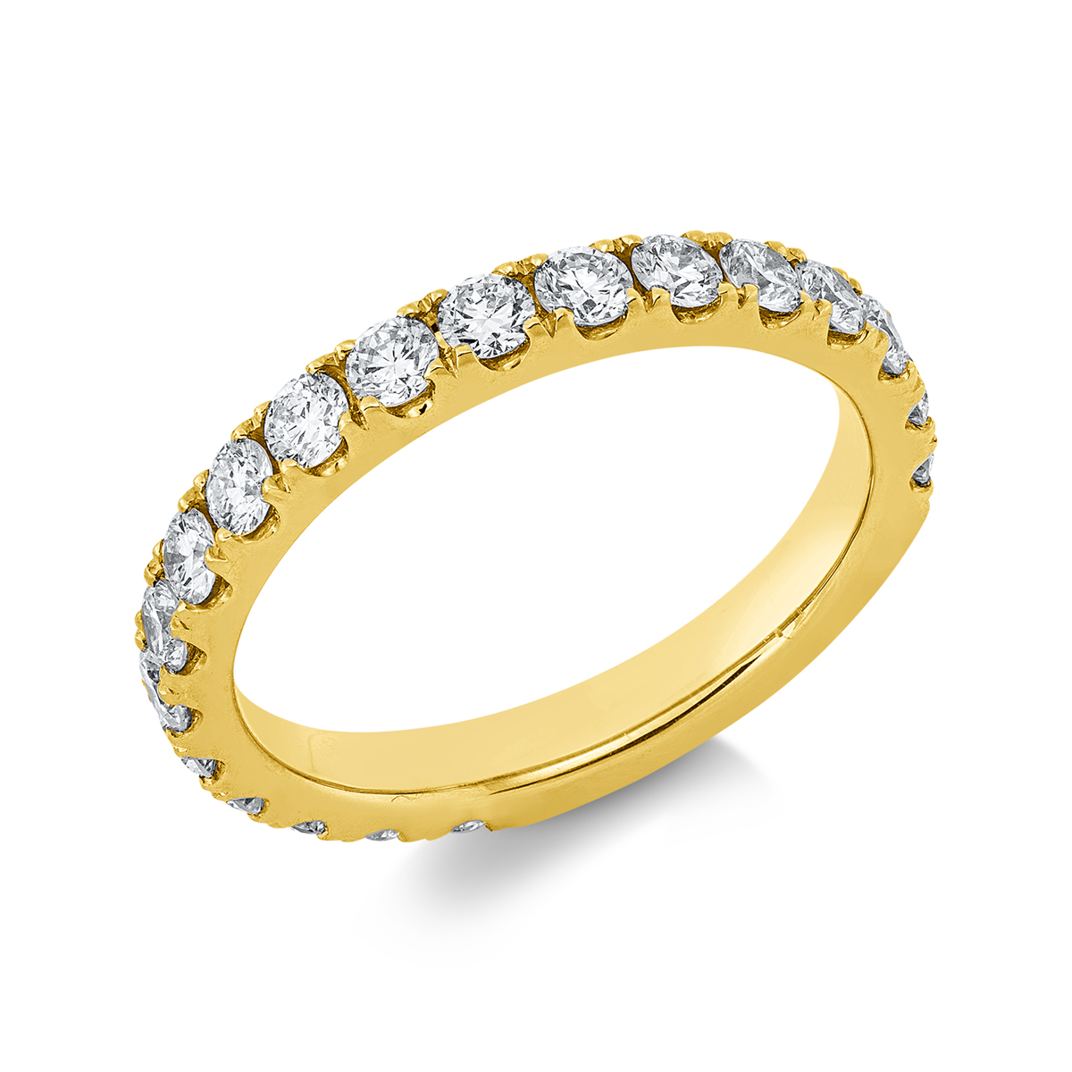 diamond full cut  eternity full ring in yellow gold