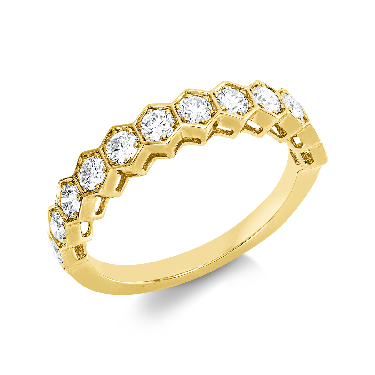 diamond full cut  modern woman ring in yellow gold
