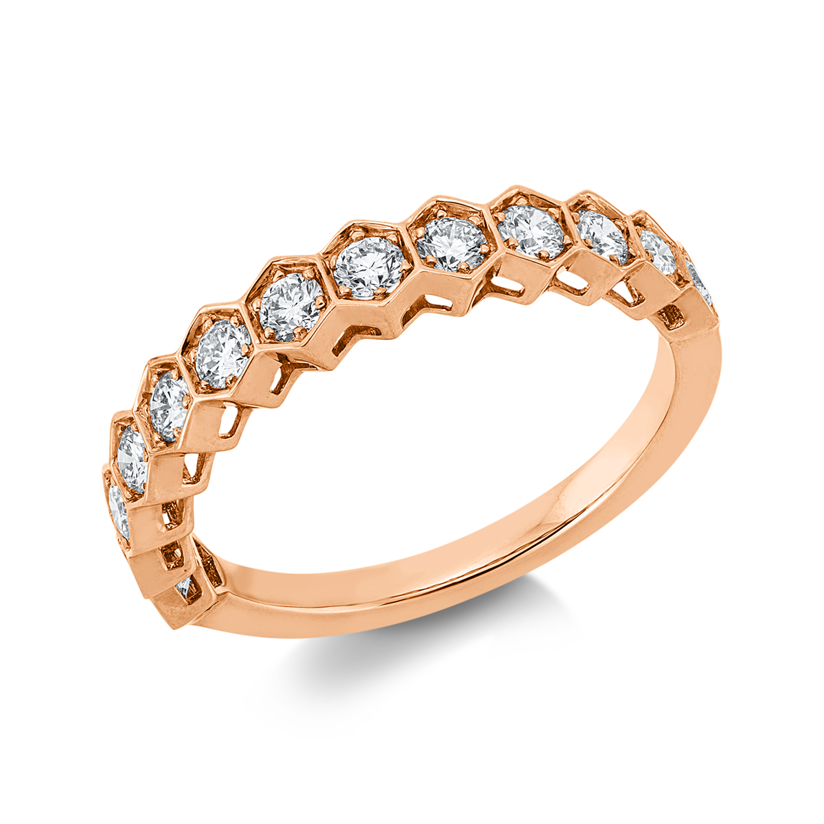 diamond full cut  modern woman ring in red gold