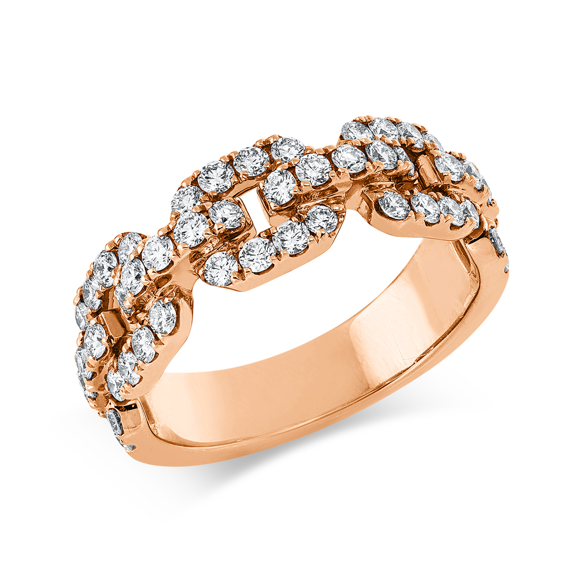 diamond full cut  modern woman ring in red gold