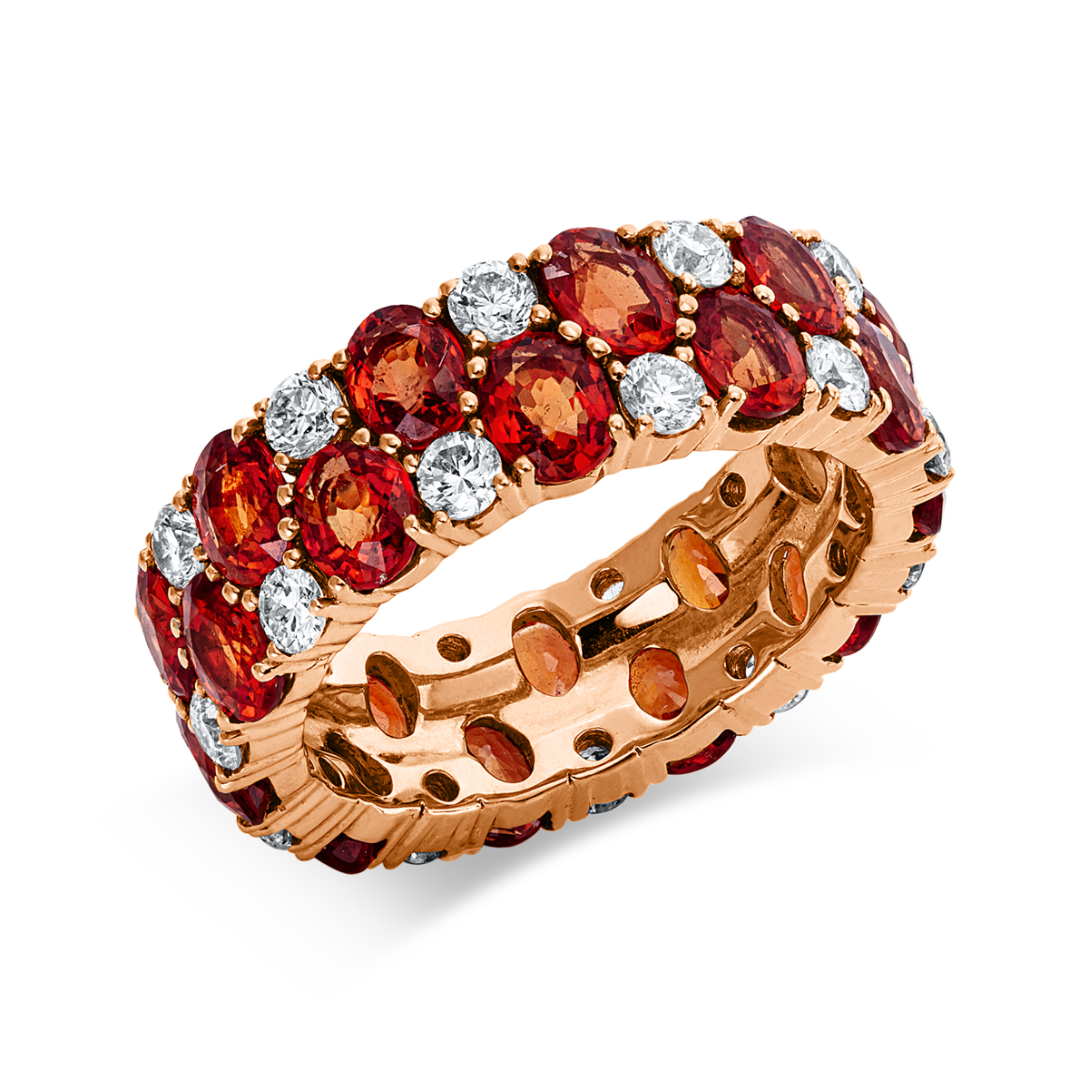 diamond full cut sapphire colored stone classic ring in red gold