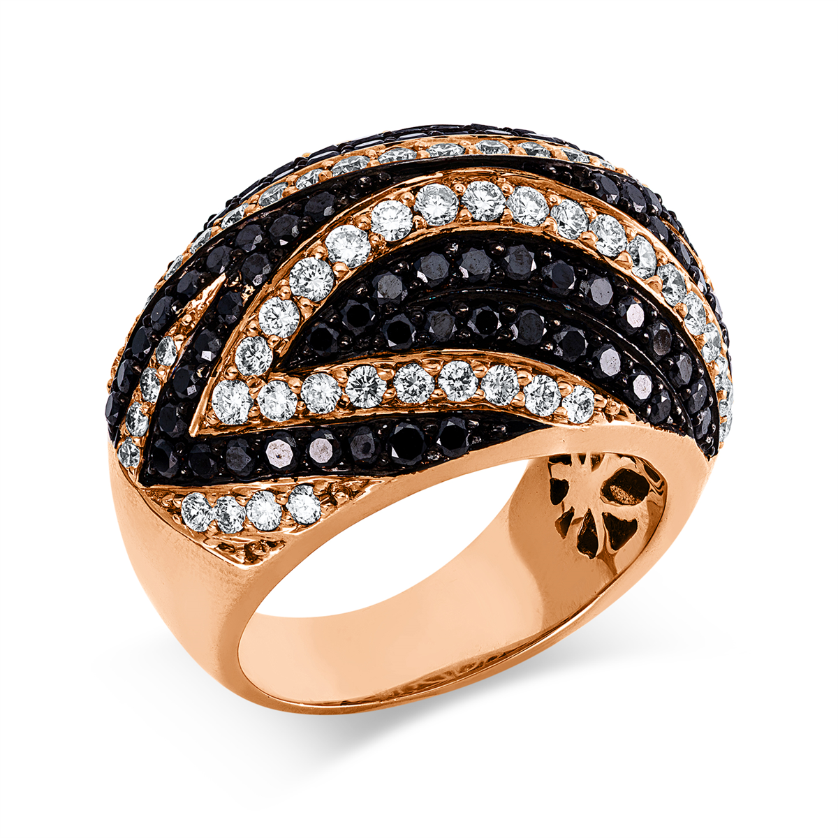 diamond full cut  fancy colored diamond ring in red gold