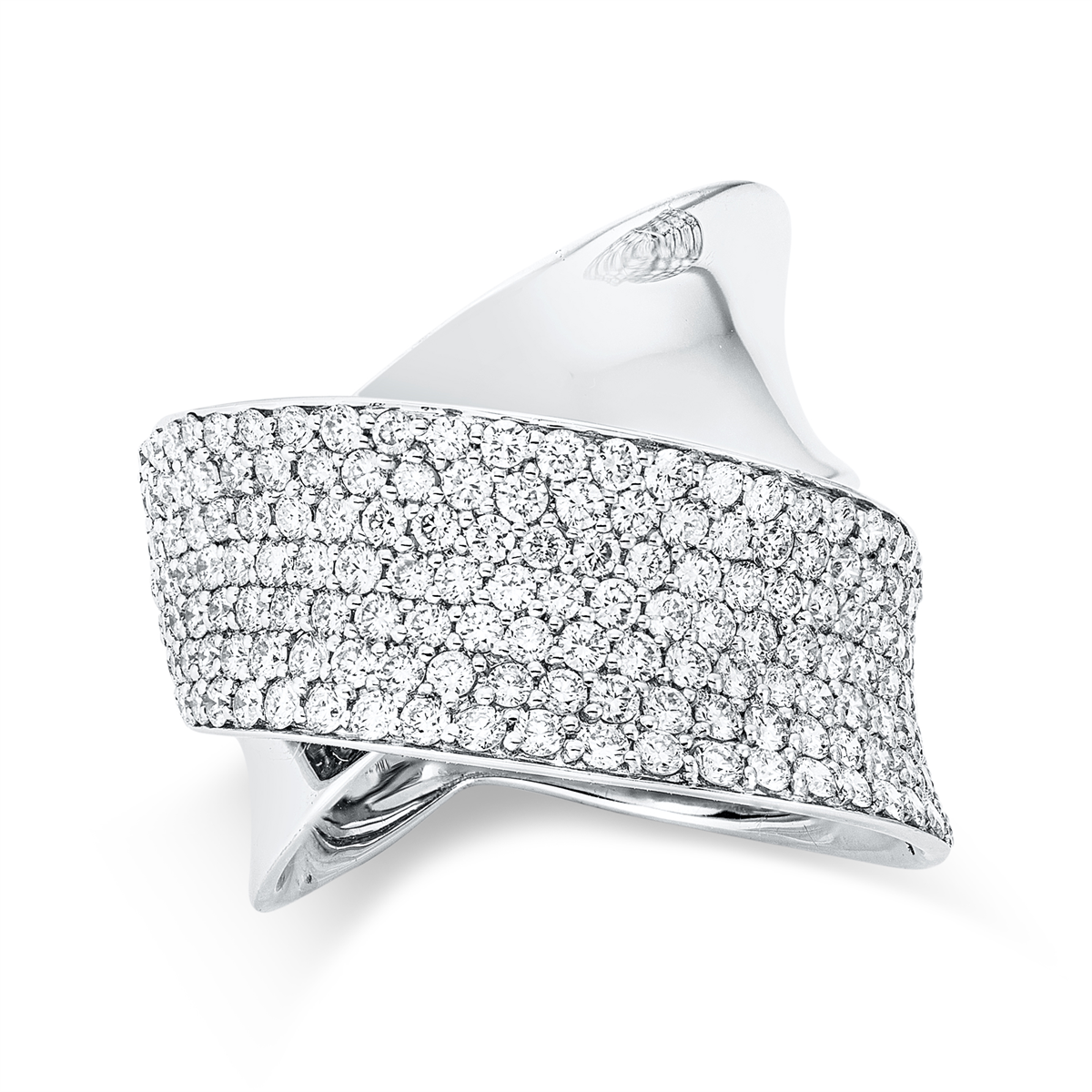 diamond full cut  pavé ring in white gold