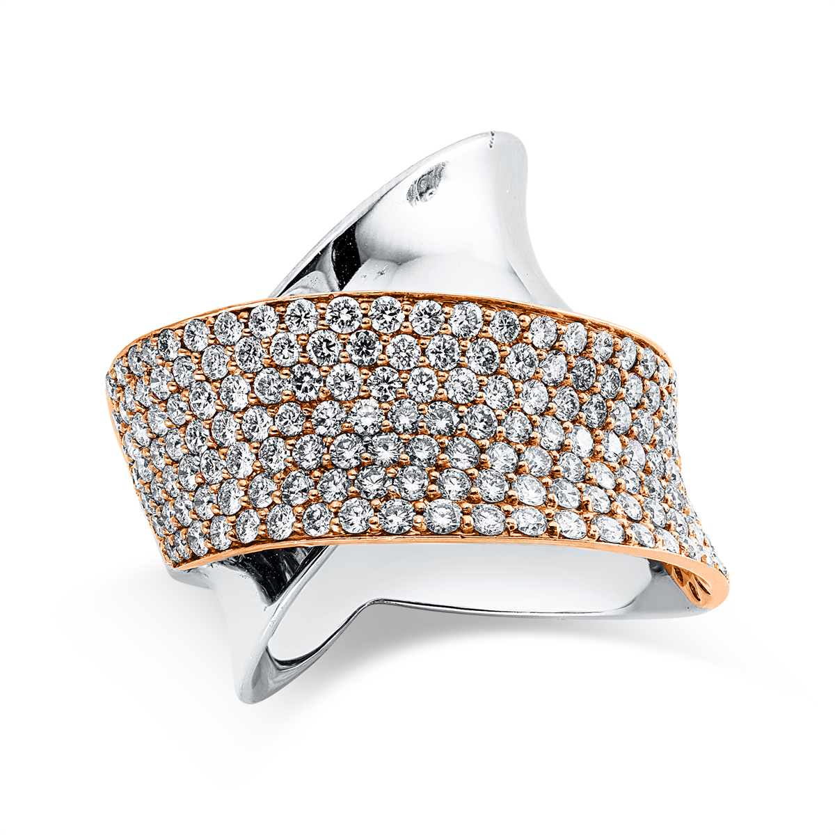 diamond full cut  pavé ring in whitegold / rosegold