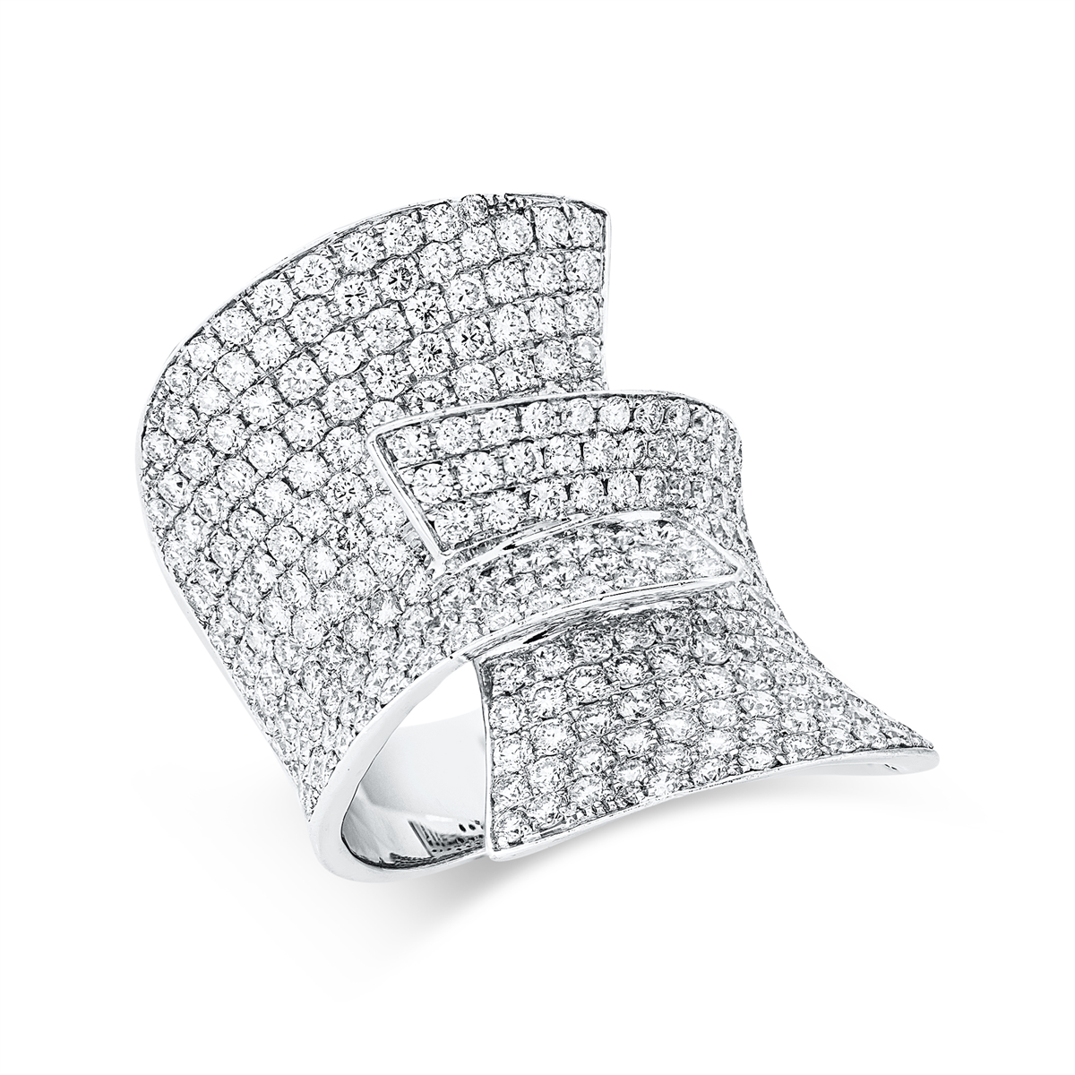 diamond full cut  pavé ring in white gold