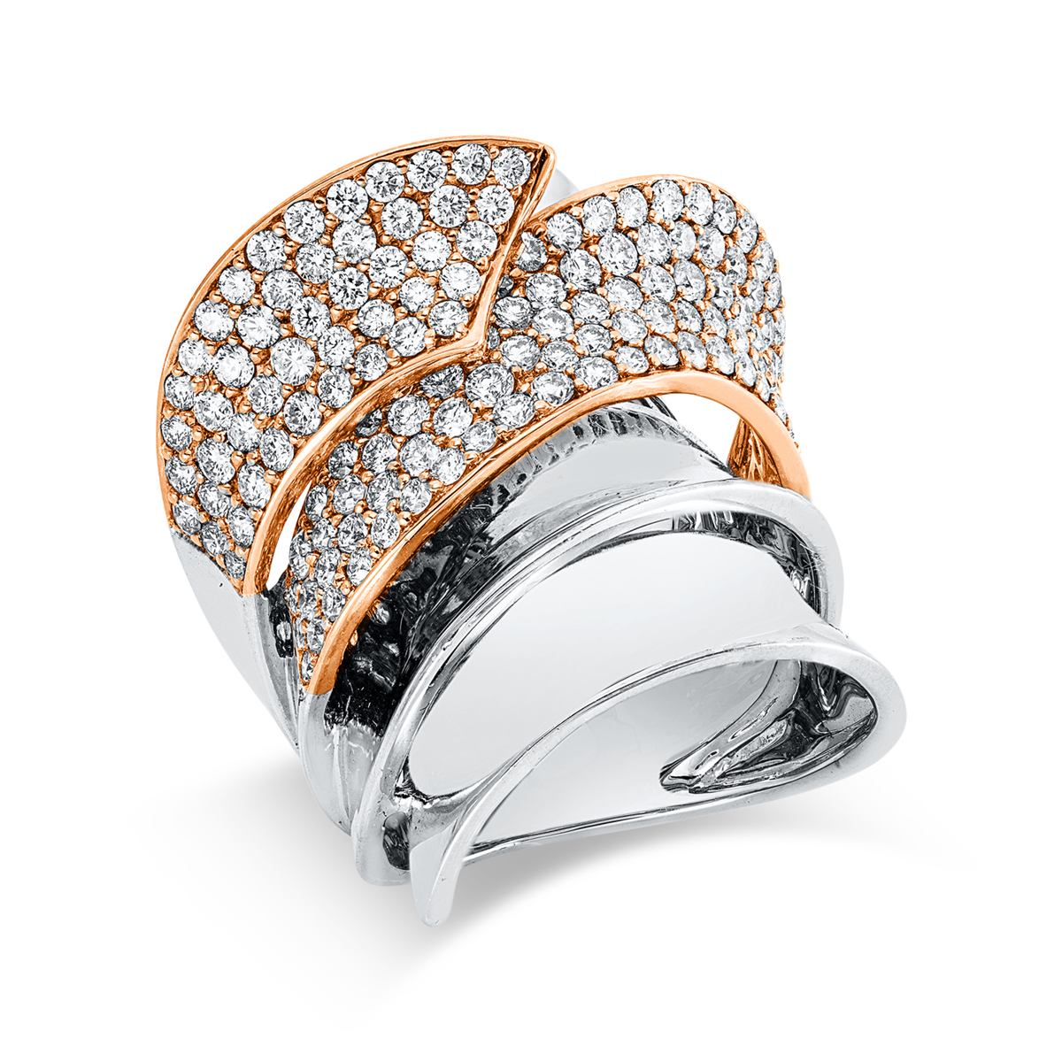 diamond full cut  pavé ring in whitegold / rosegold