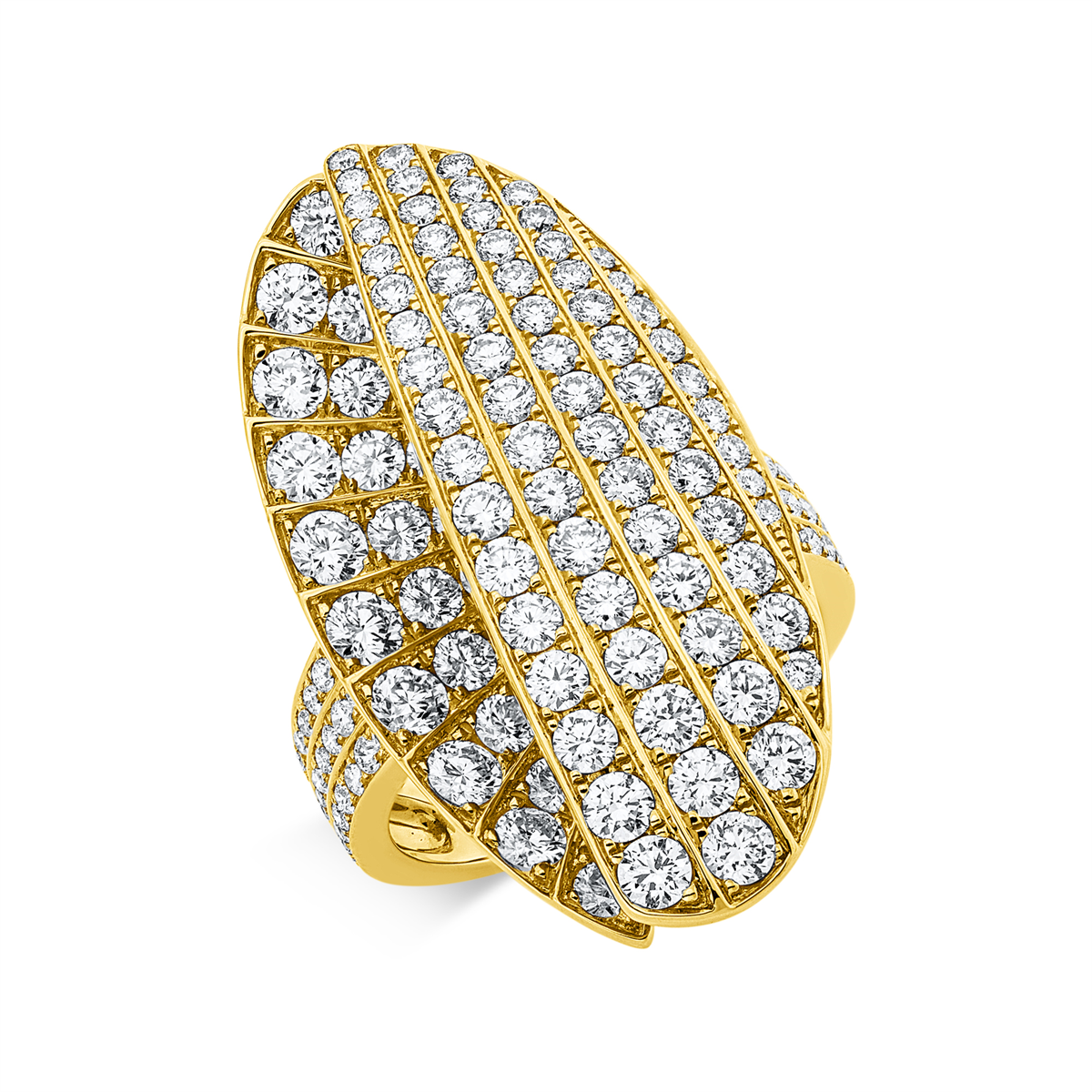 diamond full cut  pavé ring in yellow gold