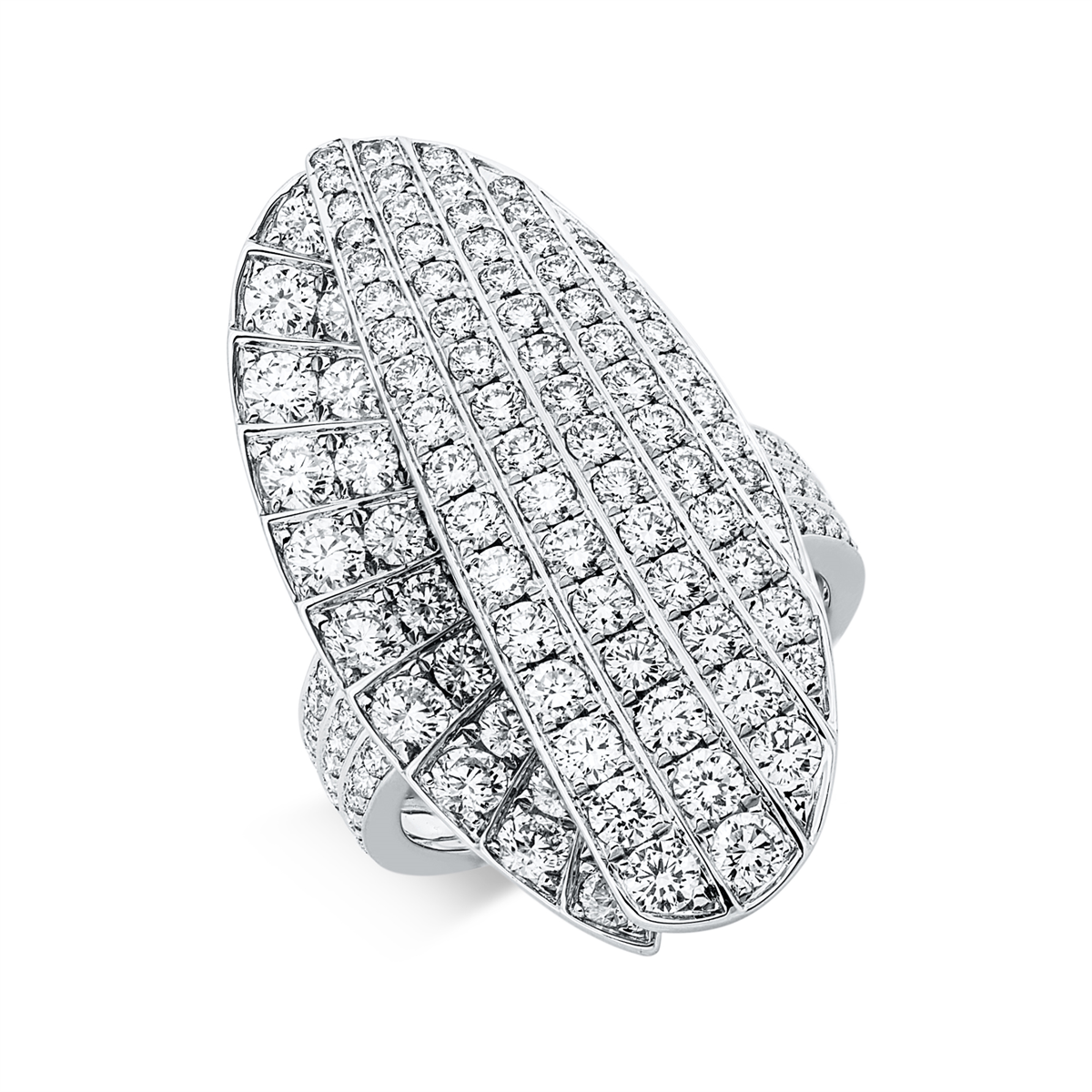 diamond full cut  pavé ring in white gold