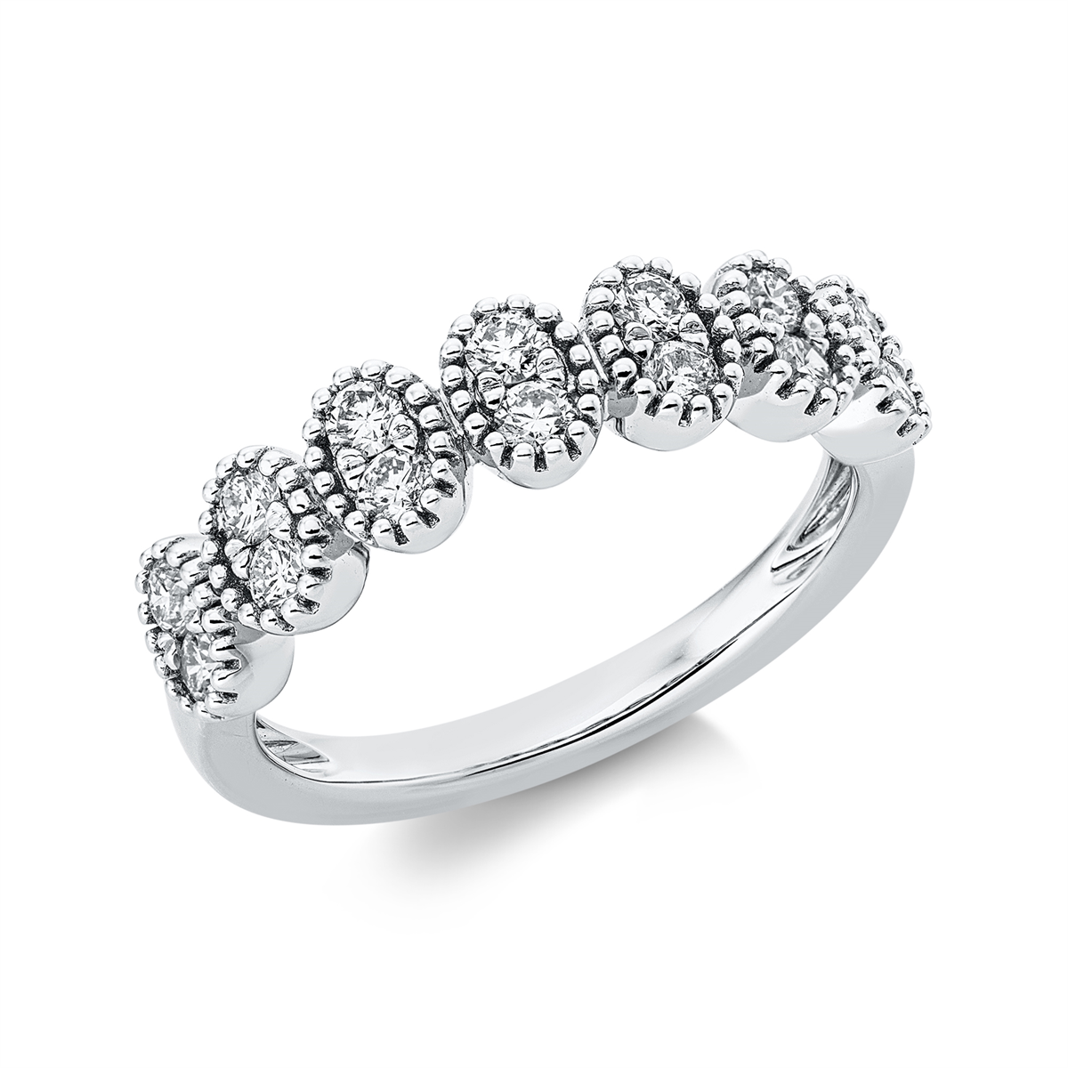 diamond full cut  modern woman ring in white gold