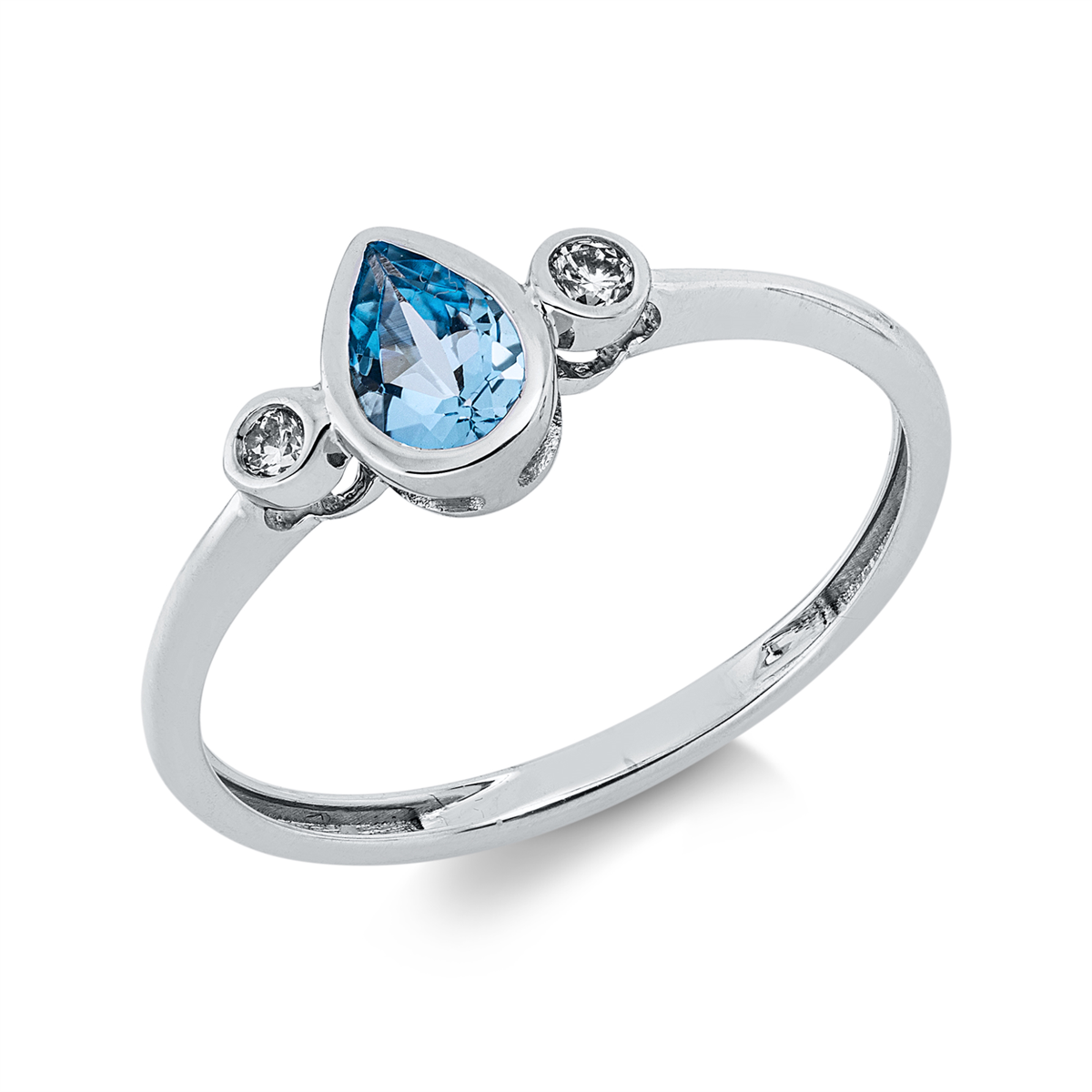 diamond full cut topaz colored stone fashion ring in white gold