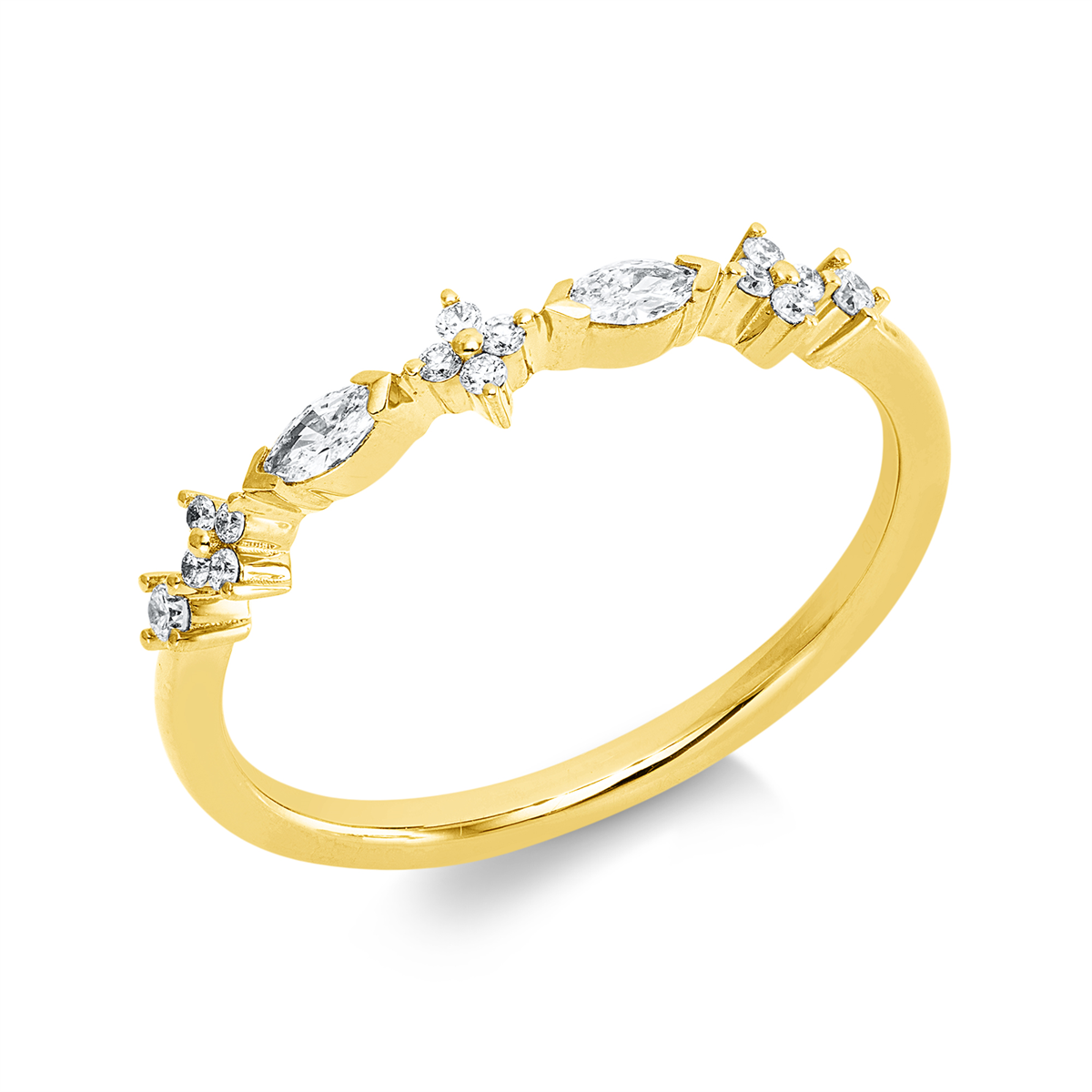 diamond full cut  modern woman ring in yellow gold