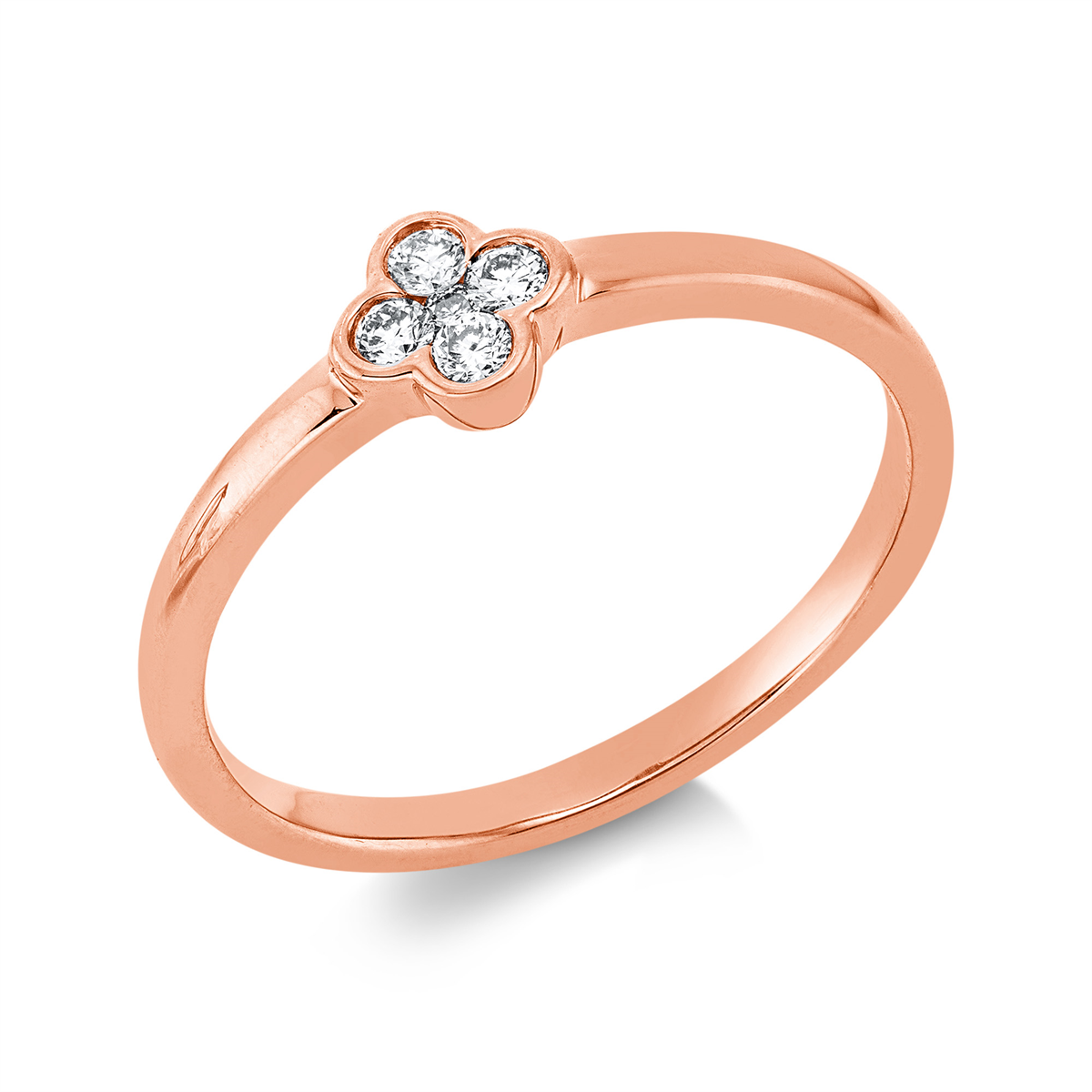 diamond full cut  modern woman ring in red gold