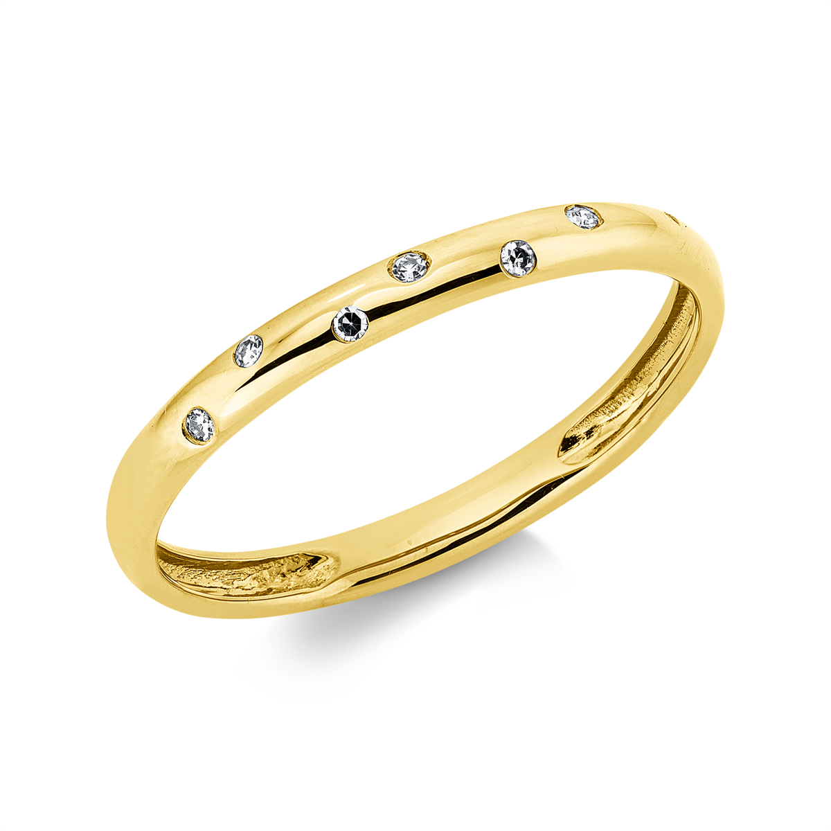 diamond single cut  modern woman ring in yellow gold