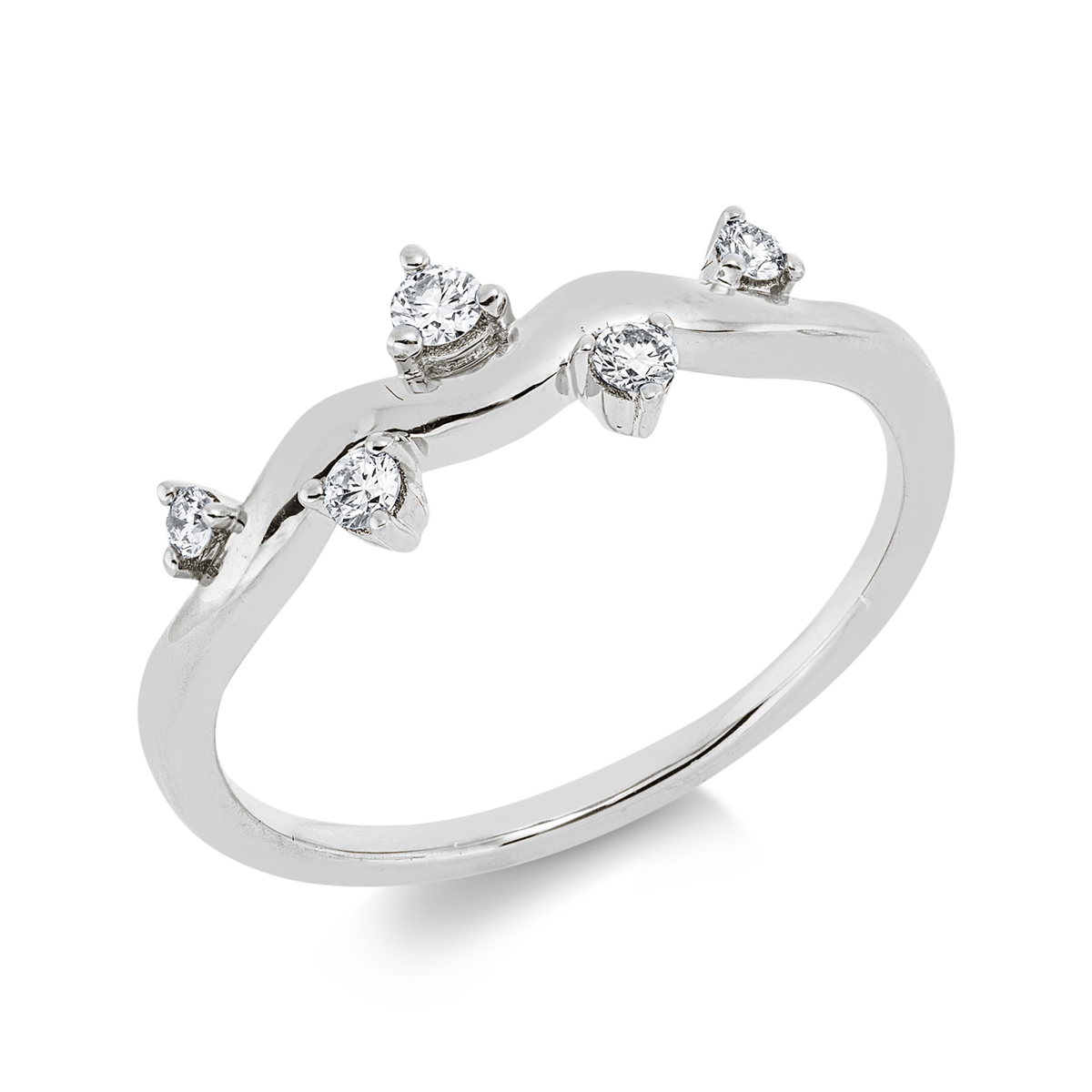 diamond full cut  modern woman ring in white gold