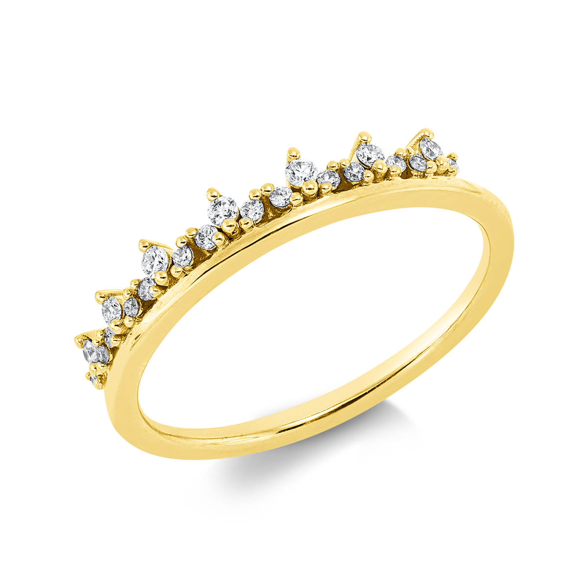 diamond full cut  modern woman ring in yellow gold