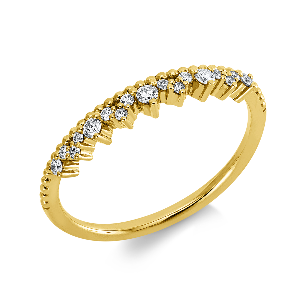 diamond full cut  modern woman ring in yellow gold