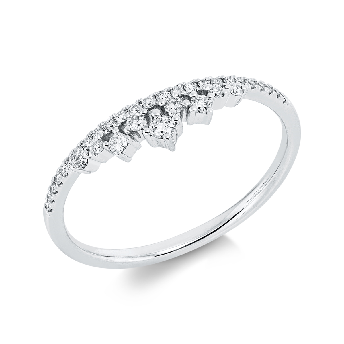 diamond full cut  modern woman ring in white gold