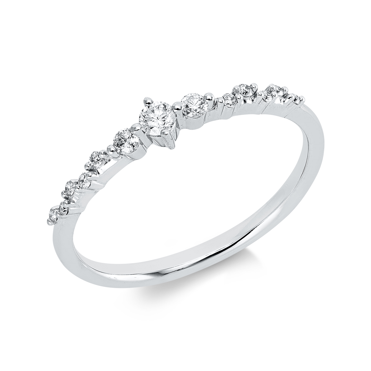 diamond full cut  modern woman ring in white gold
